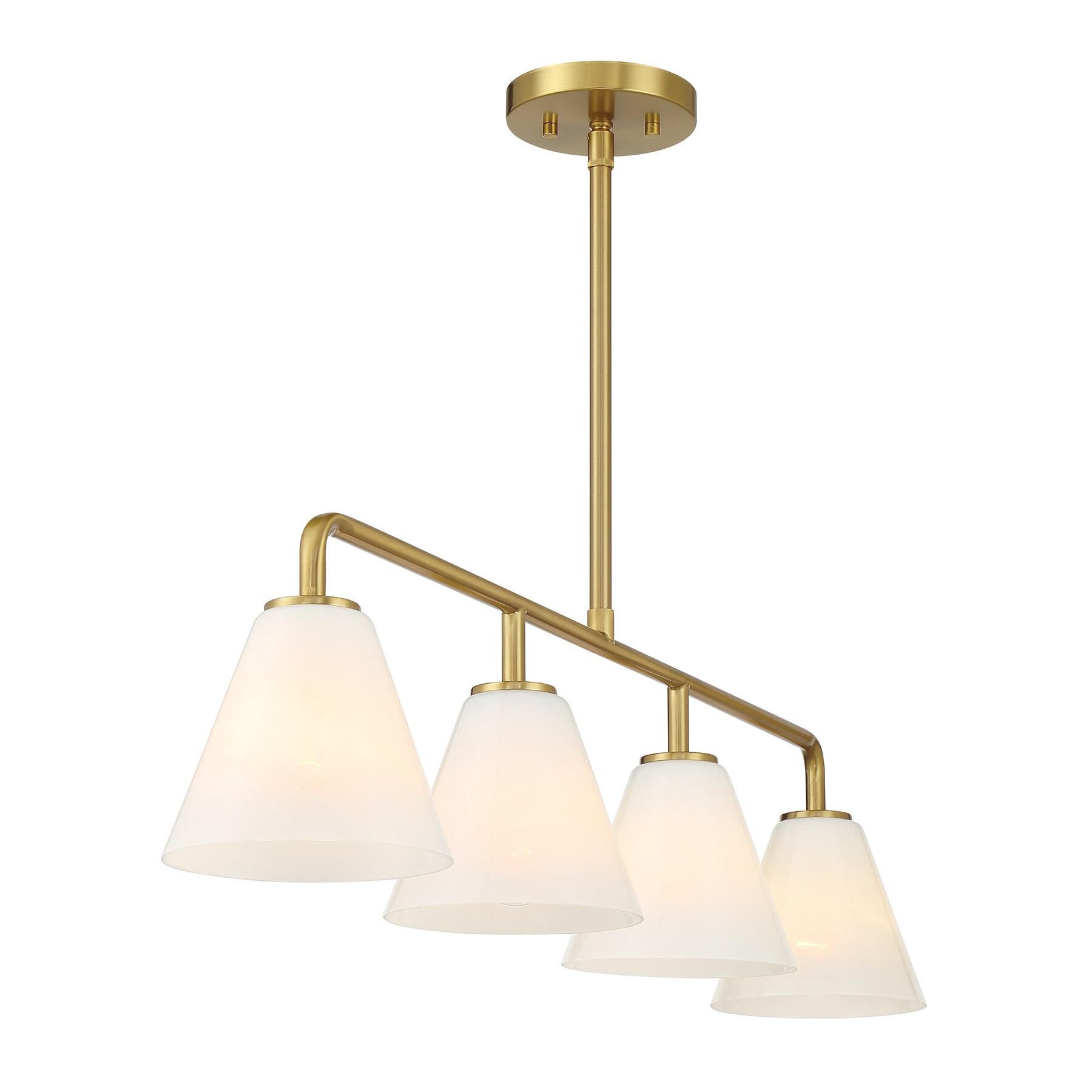 Shown in Warm Brass finish and Strie shade