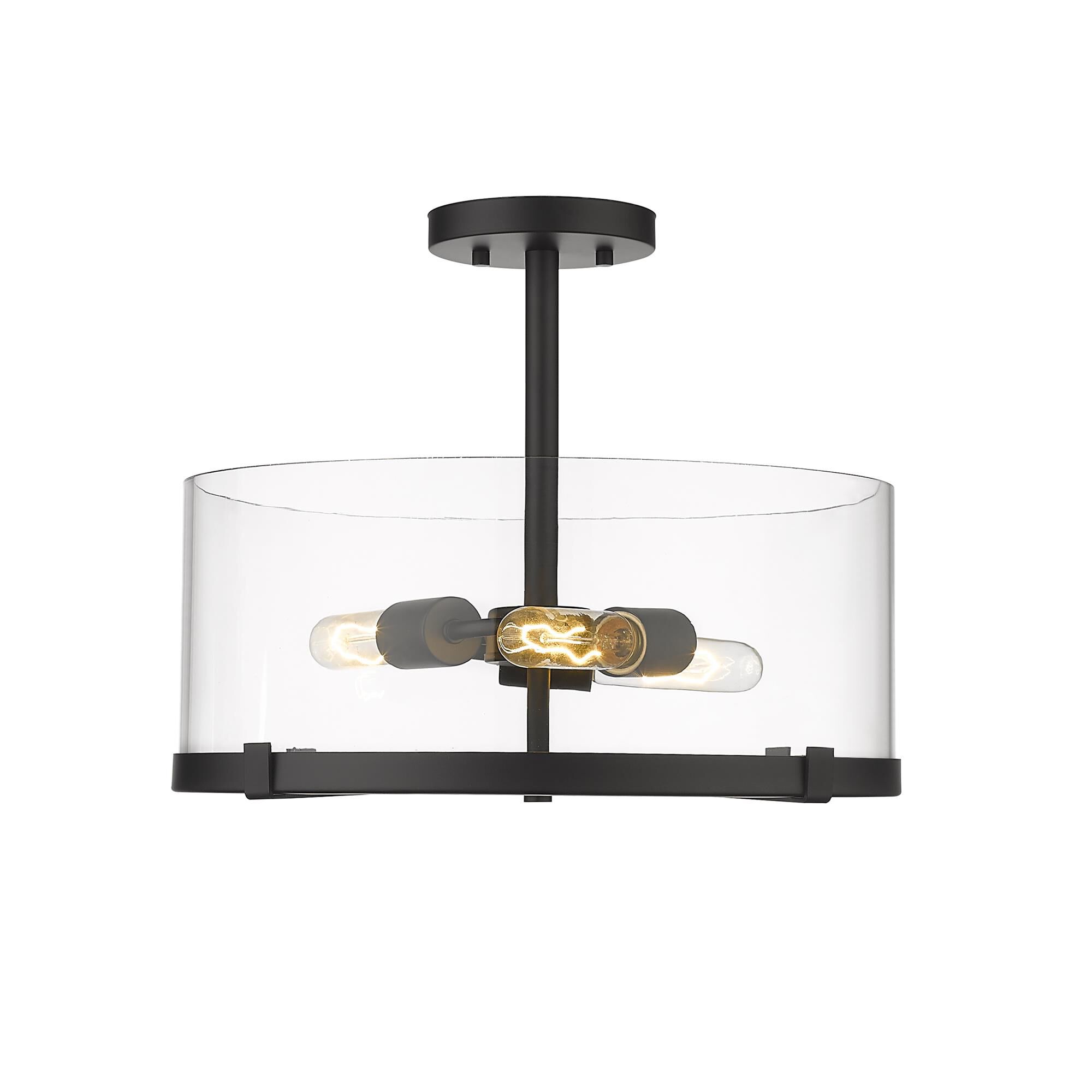 Shown in Matte Black finish and Glass shade