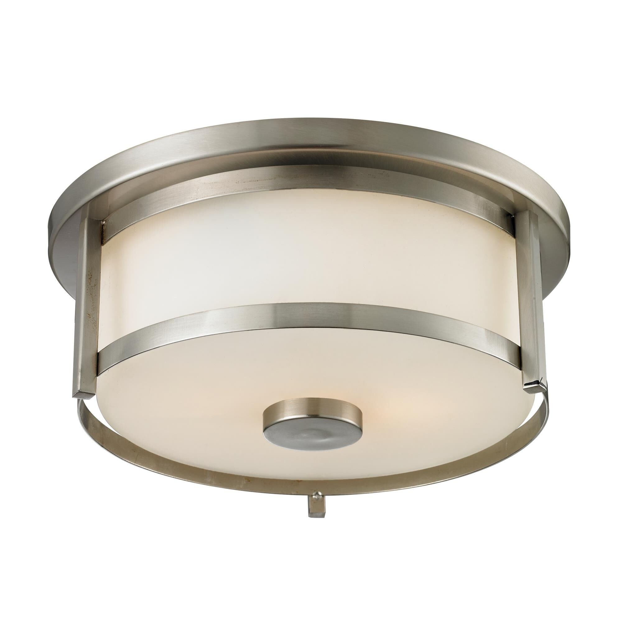 Shown in Brushed Nickel finish and Glass shade