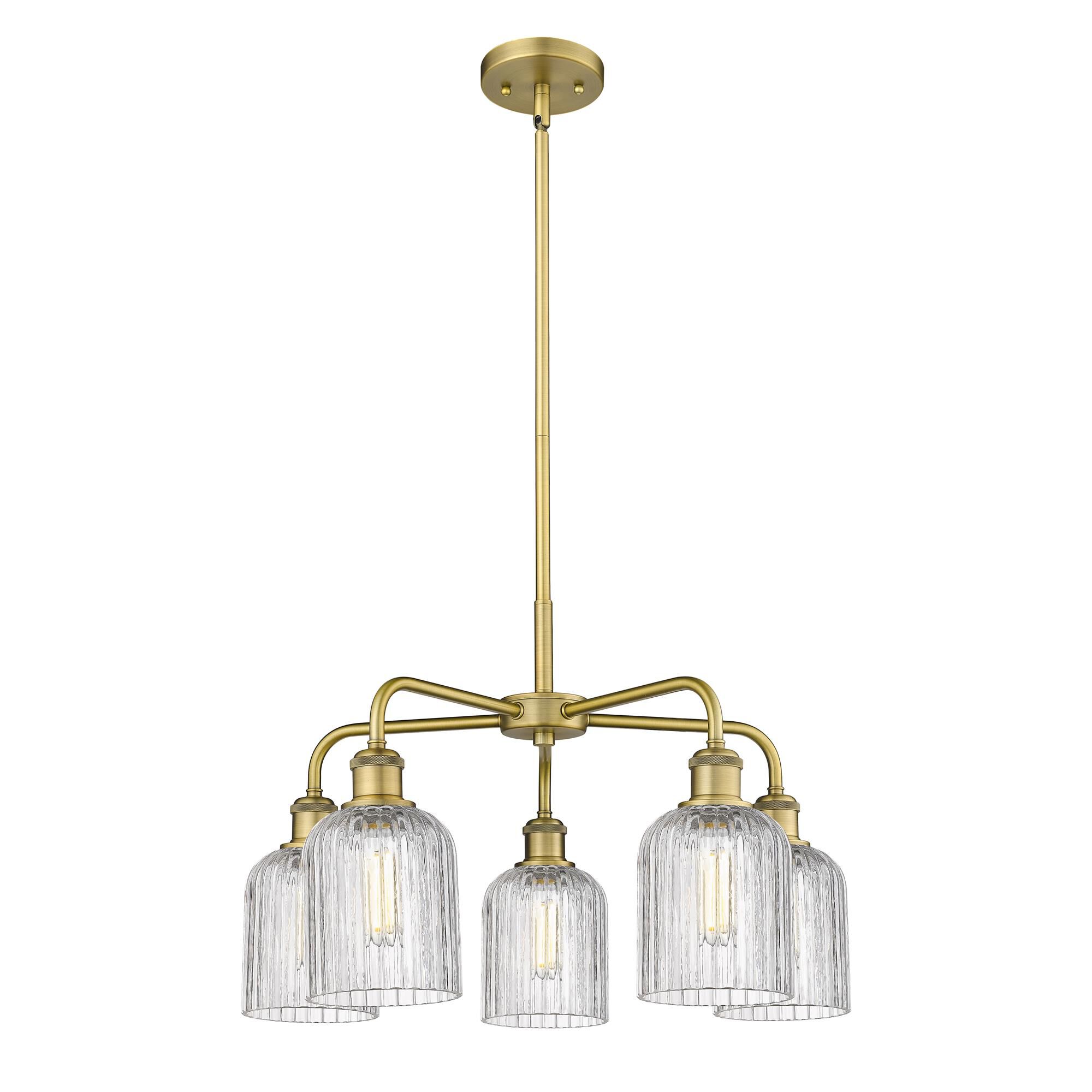 Shown in Brushed Brass finish and Clear glass