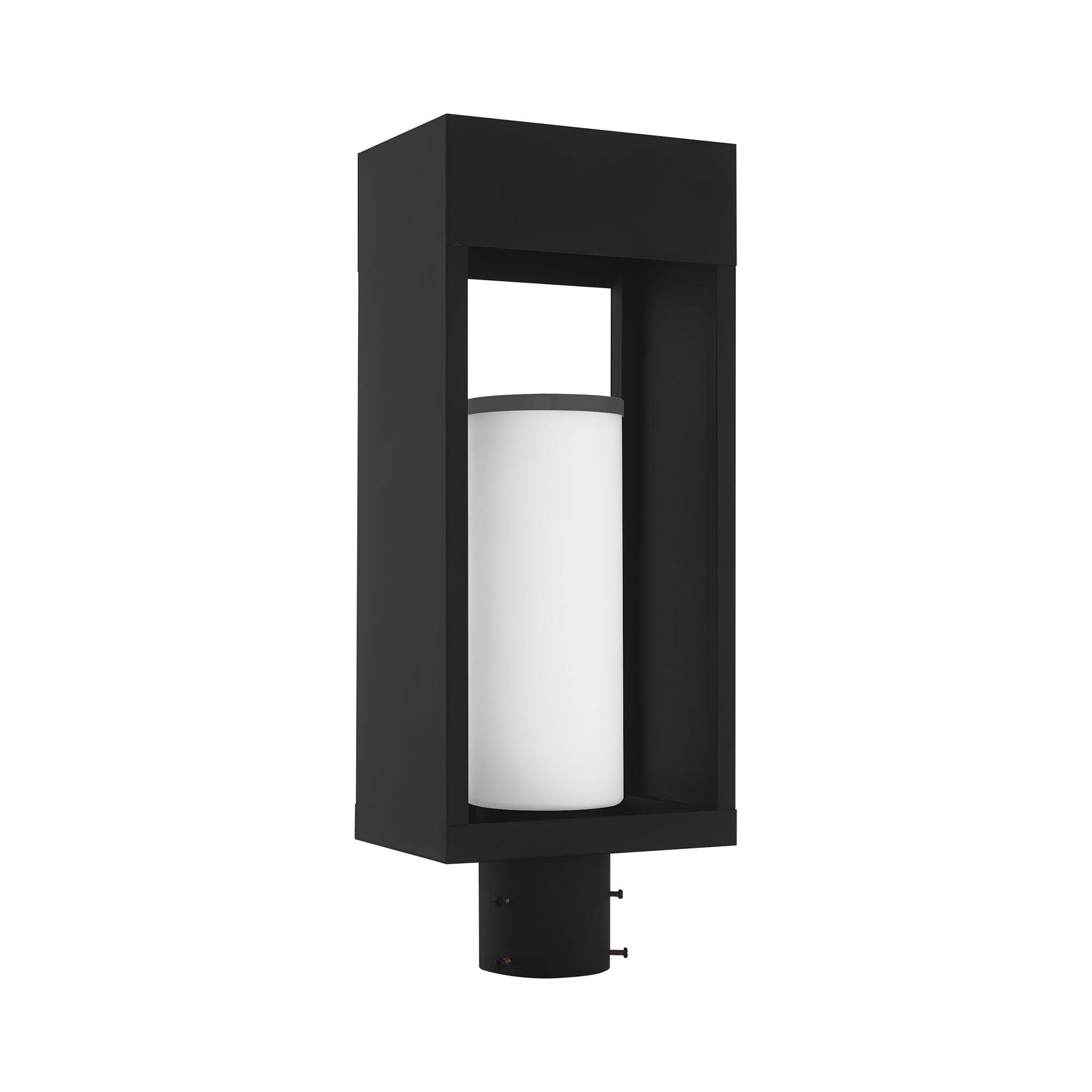 Shown in Black finish and Hand Blown Satin Opal White Cylinder glass