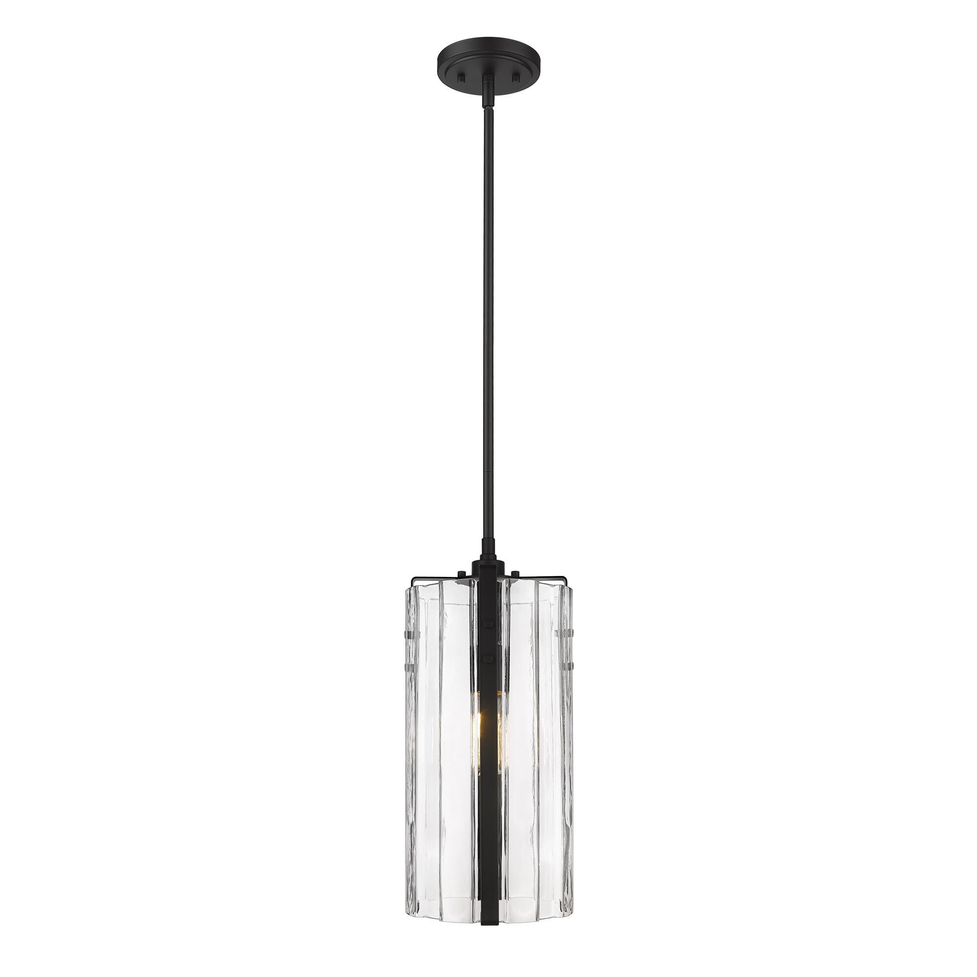 Shown in Matte Black finish and Clear glass and Clear shade
