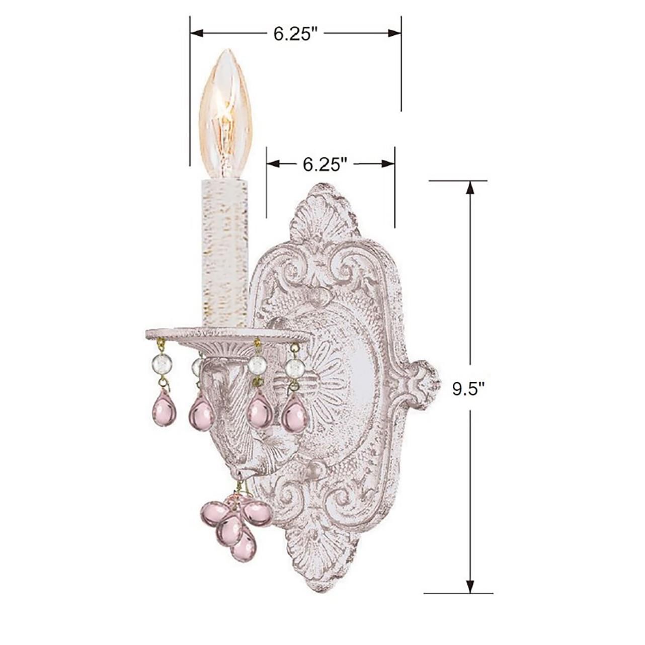 Shown in Antique White finish and Murano crystal