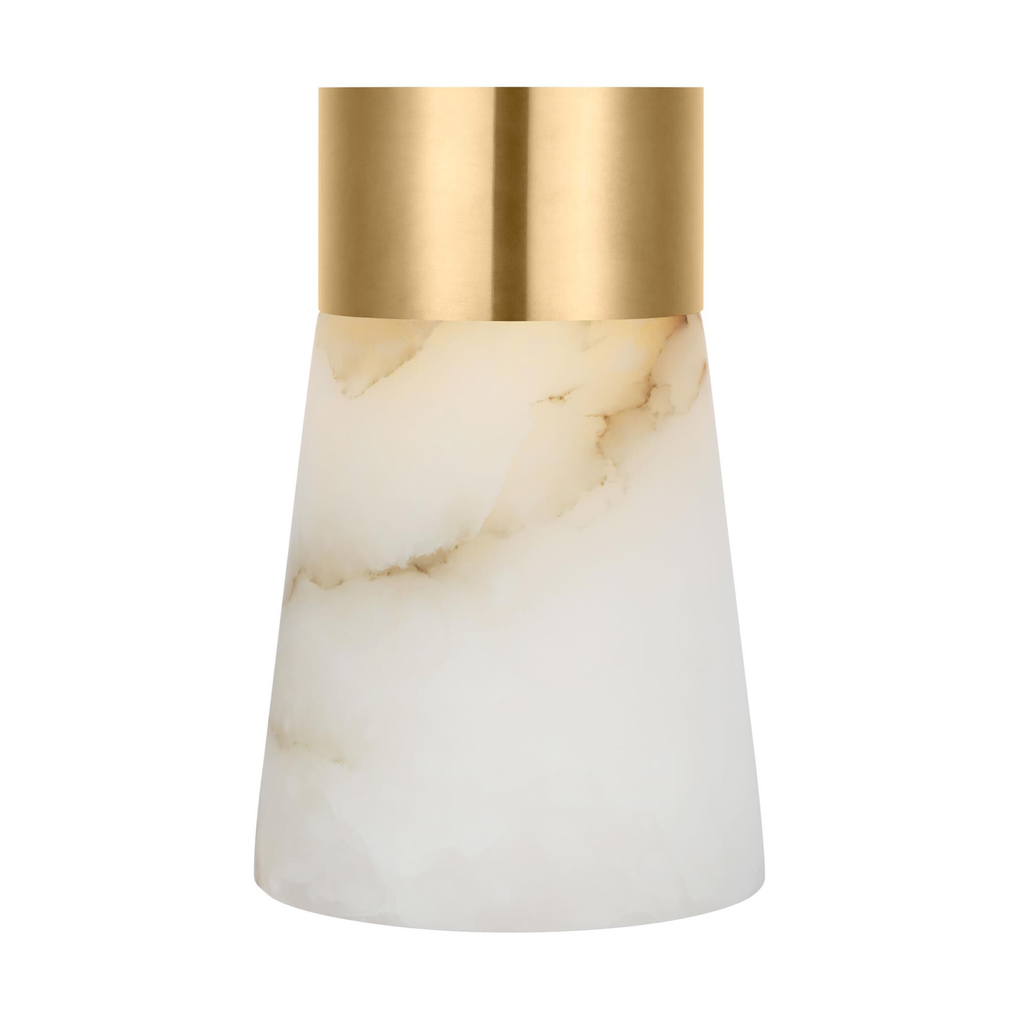 Shown in Hand Rubbed Antique Brass finish and Alabaster shade