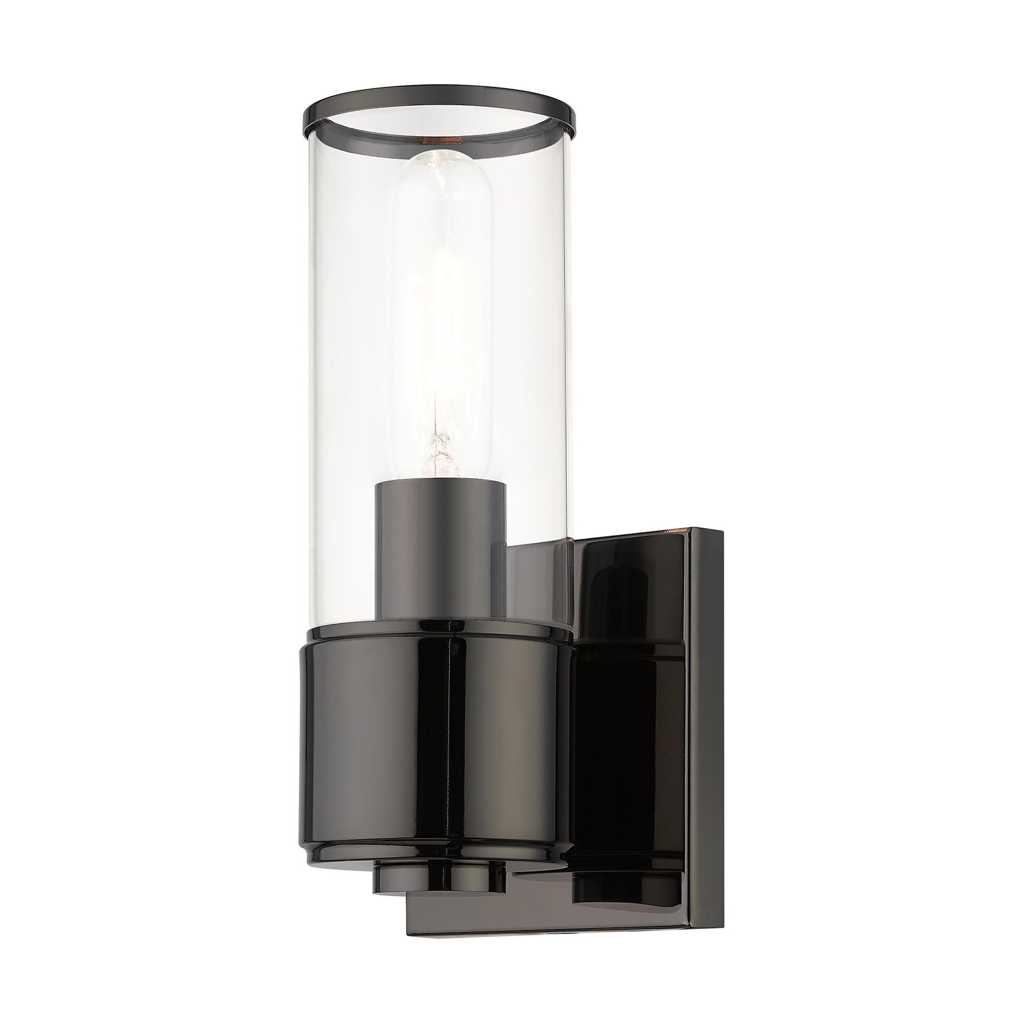 Shown in Black Chrome finish and Clear  glass