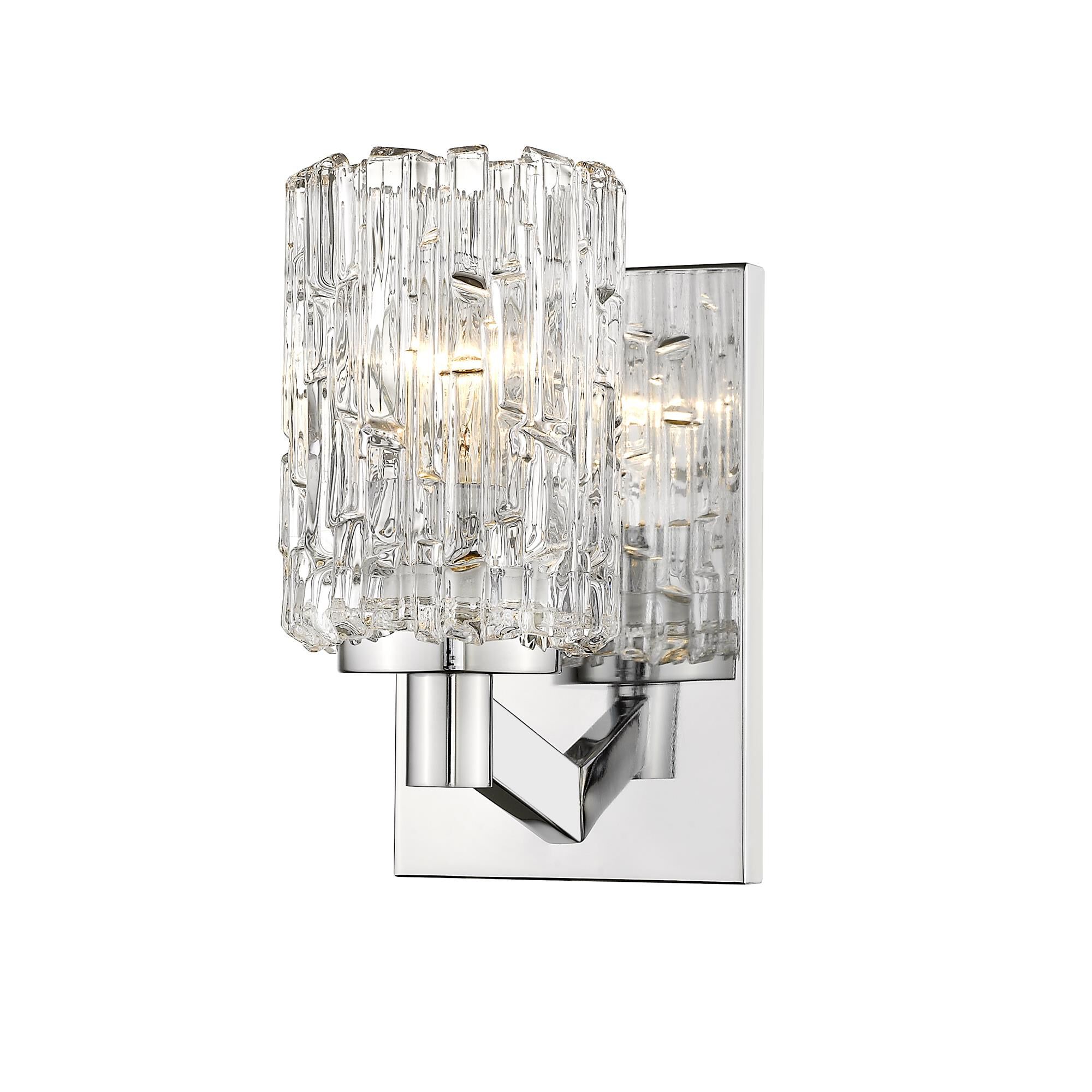 Shown in Chrome finish and Glass shade