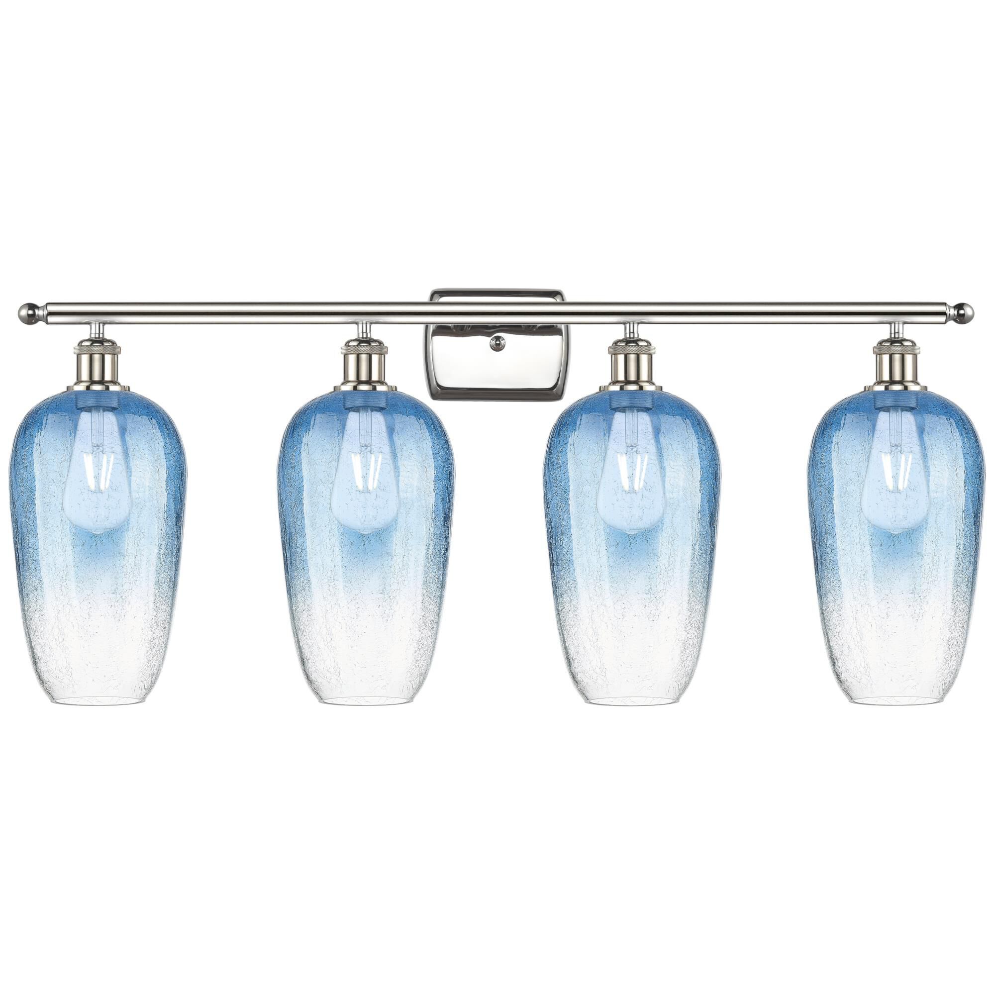 Shown in Polished Nickel finish and Sapphire Blue glass