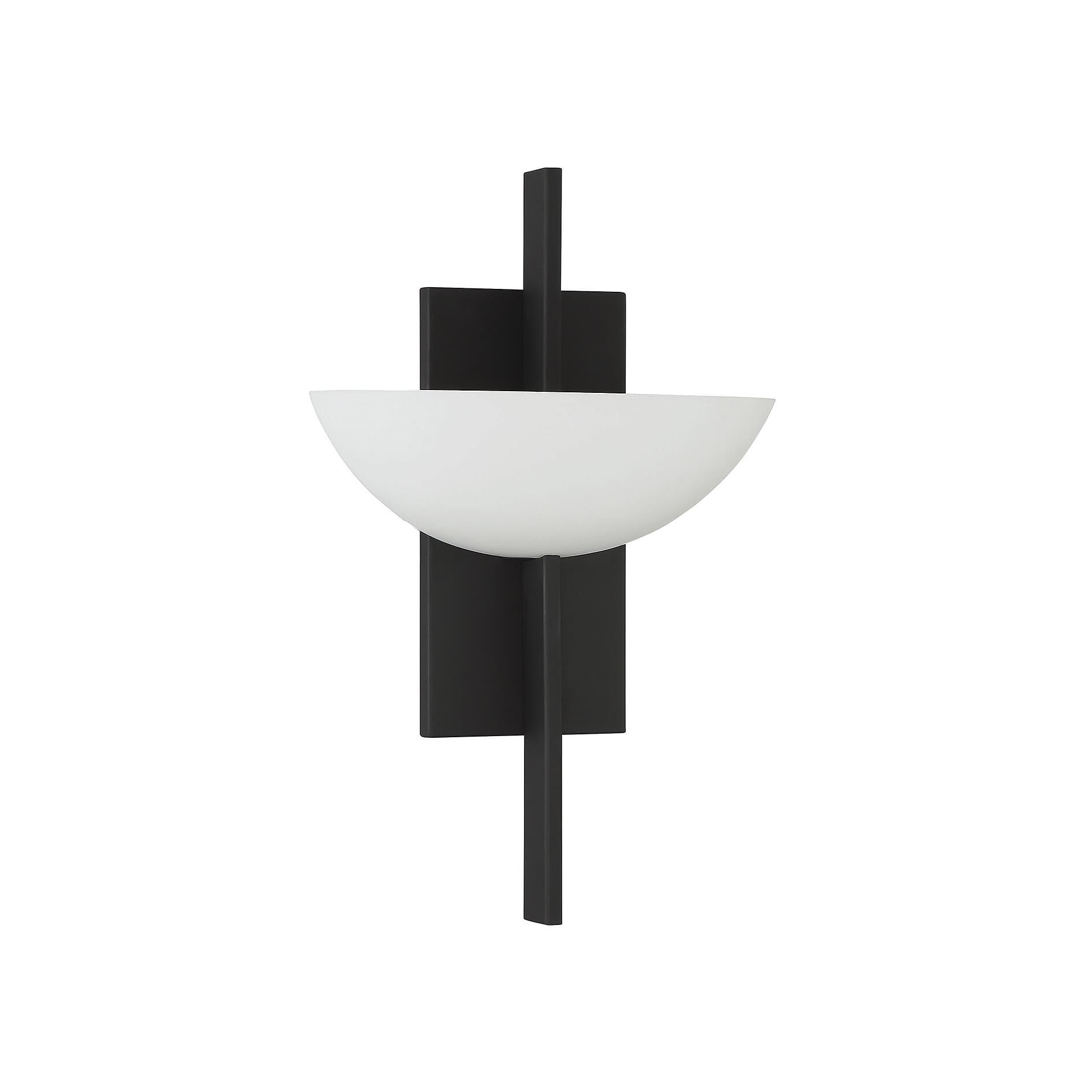 Shown in Matte Black finish and White Opal glass and Glass shade