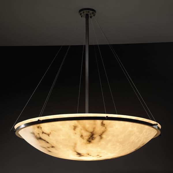 Shown in Matte Black finish and Faux Alabaster Resin glass and Round Bowl (FAL) shade and Round Bowl accent