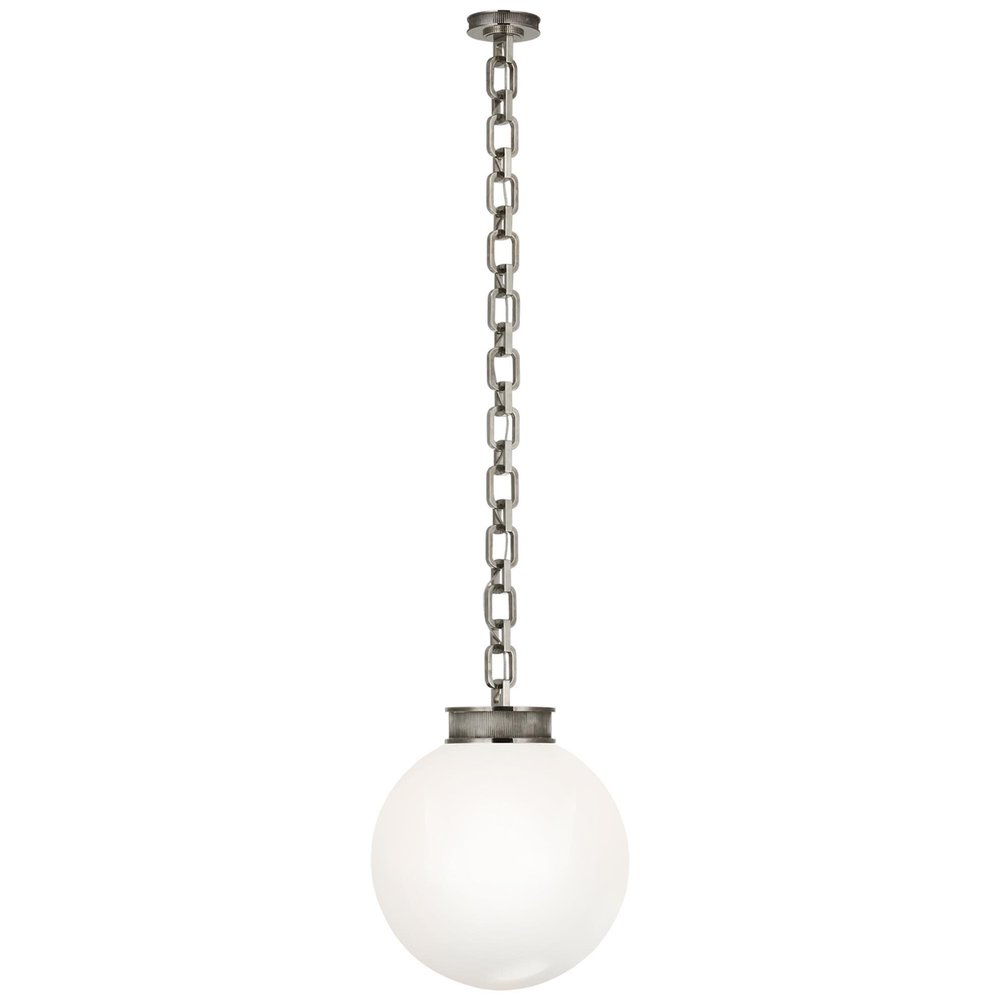 Shown in Pewter finish and White glass