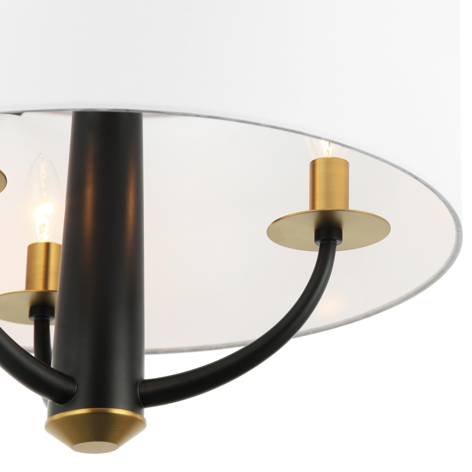 Shown in Black/Satin Brass finish and White Cotton shade