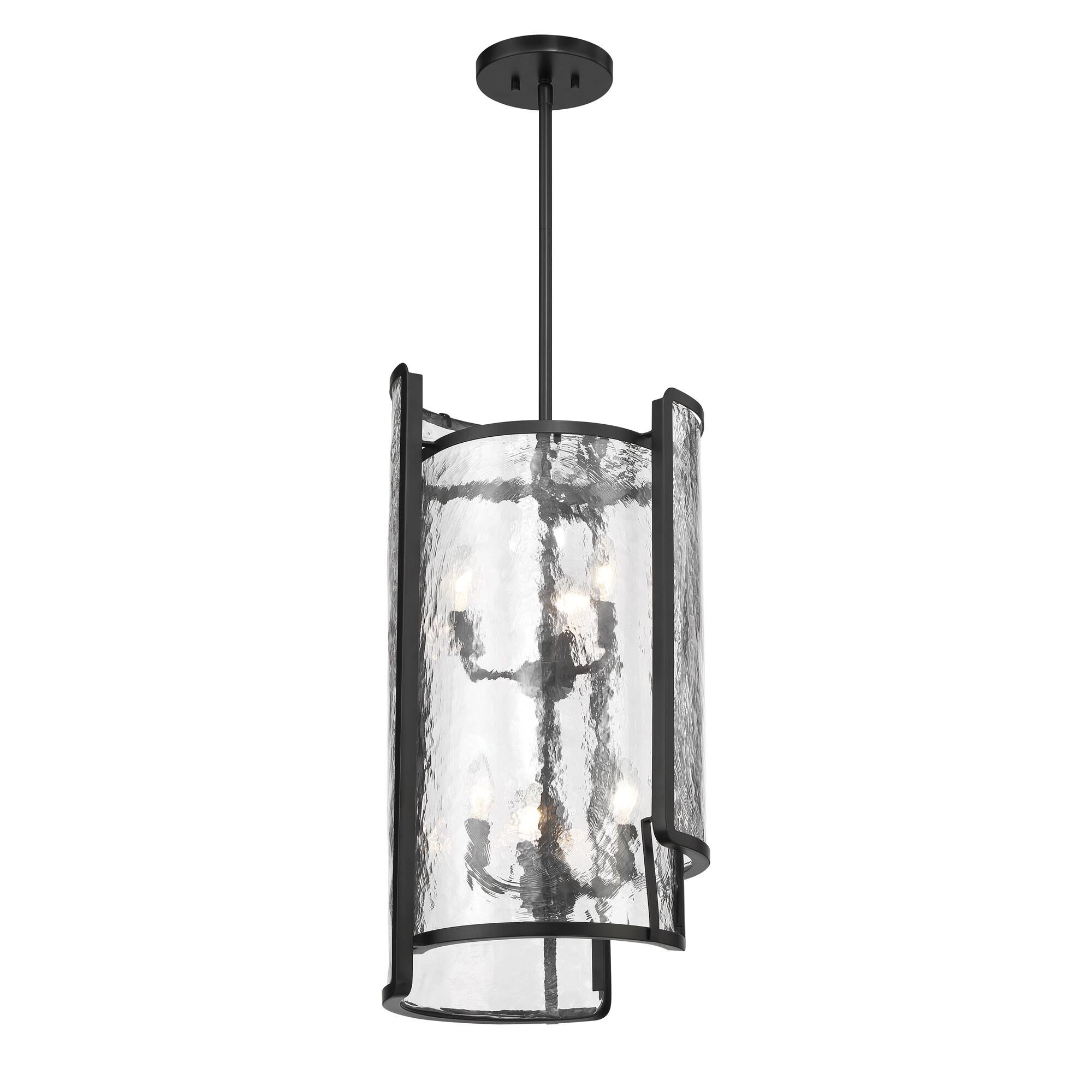 Shown in Coal finish and Clear Hand-Made glass and Glass shade