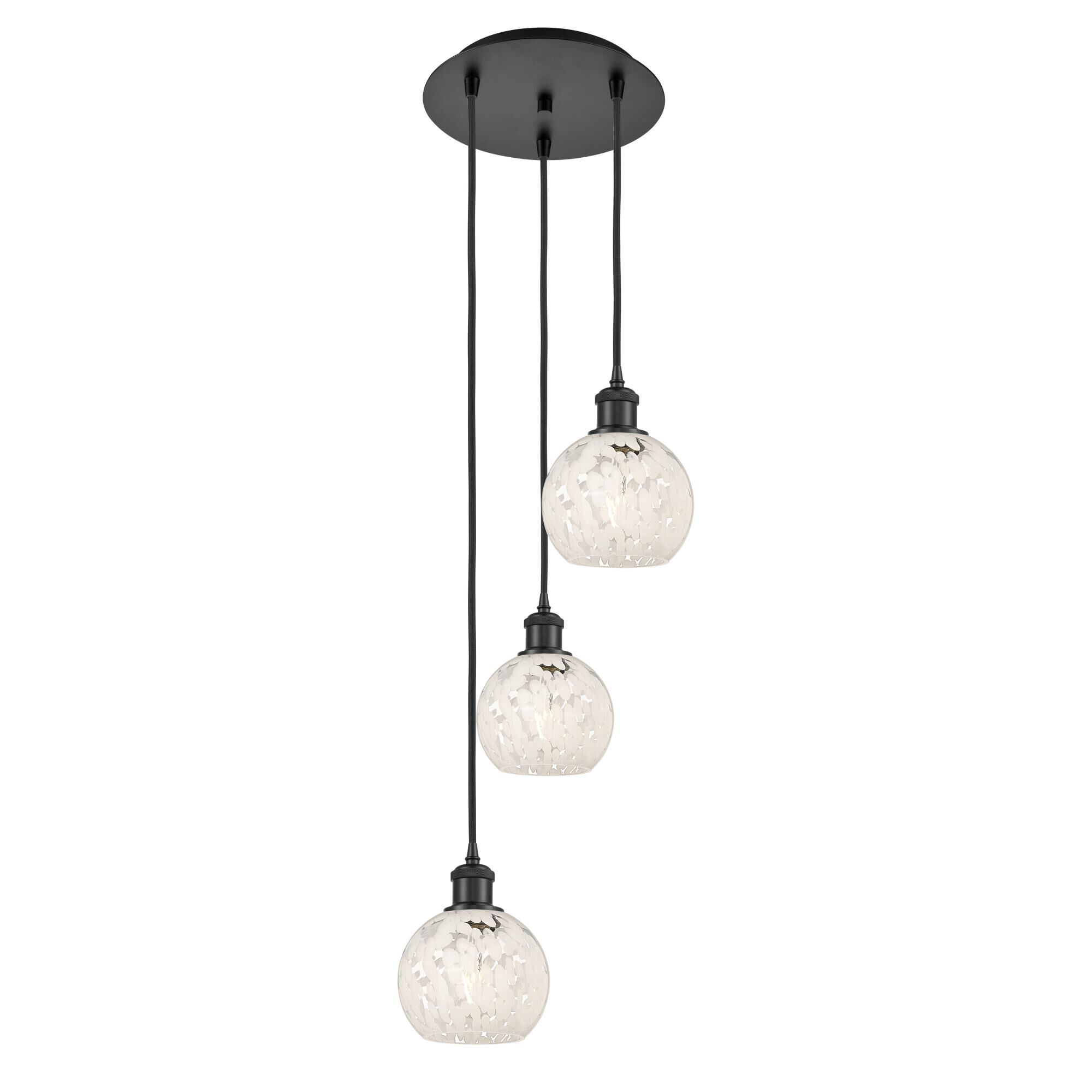 Bruno Marashlian White Mouchette 12 Inch 3 Light Multi Light Pendant by Innovations Lighting