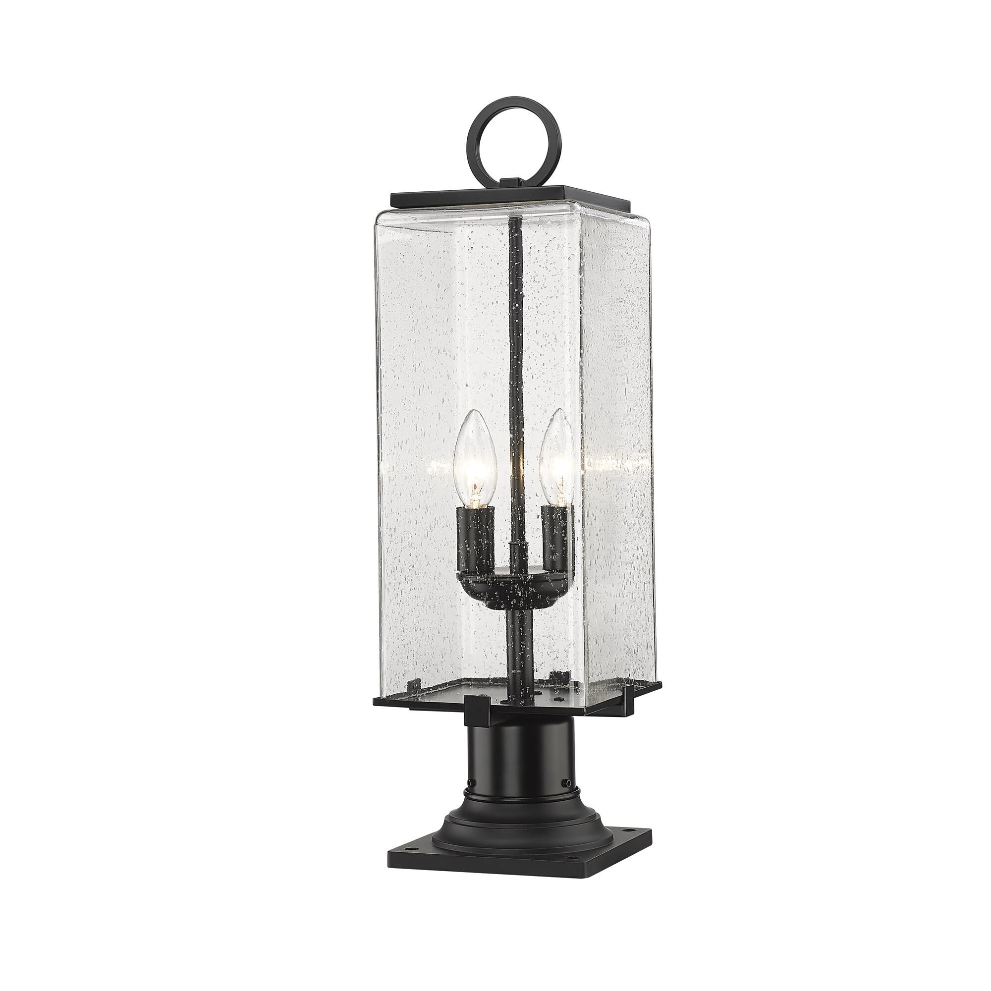 Shown in Black finish and Glass shade