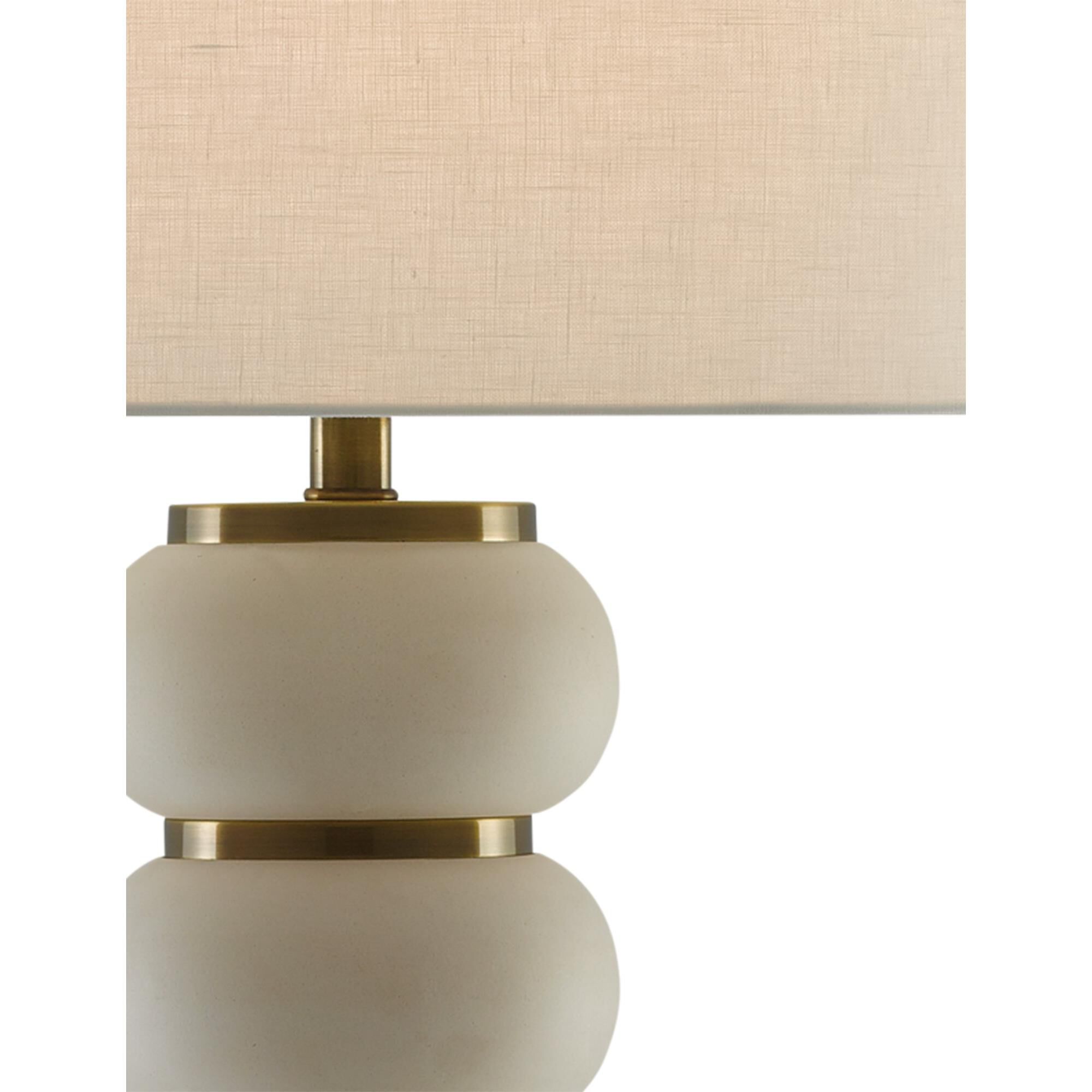 Shown in White Mud/Antique Brass finish and Included shade