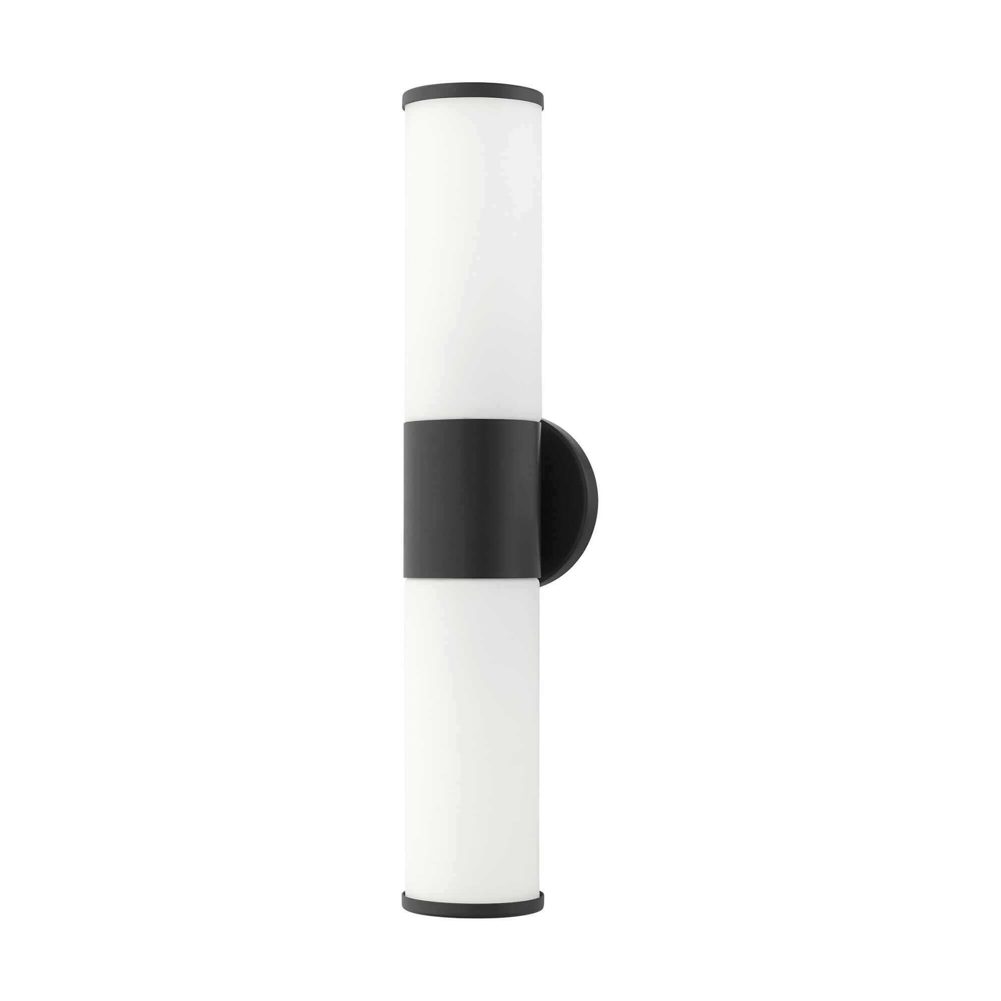 Shown in Black finish and Satin Opal White glass