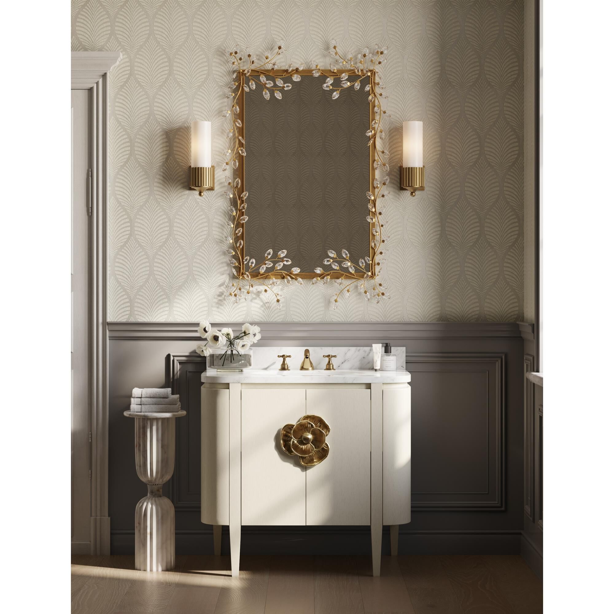 Shown in Natural, White and Polished Brass finish