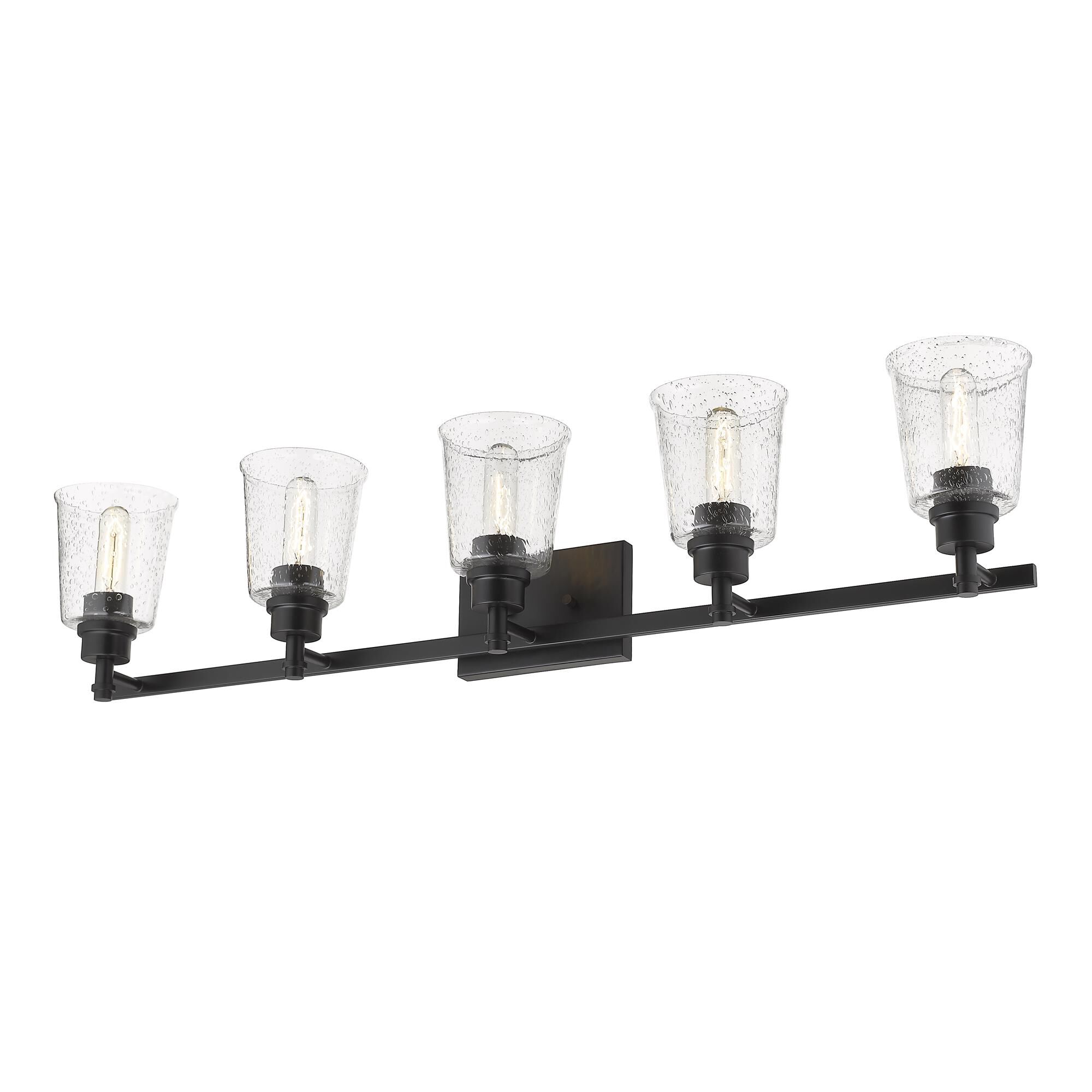 Shown in Matte Black finish and Glass shade