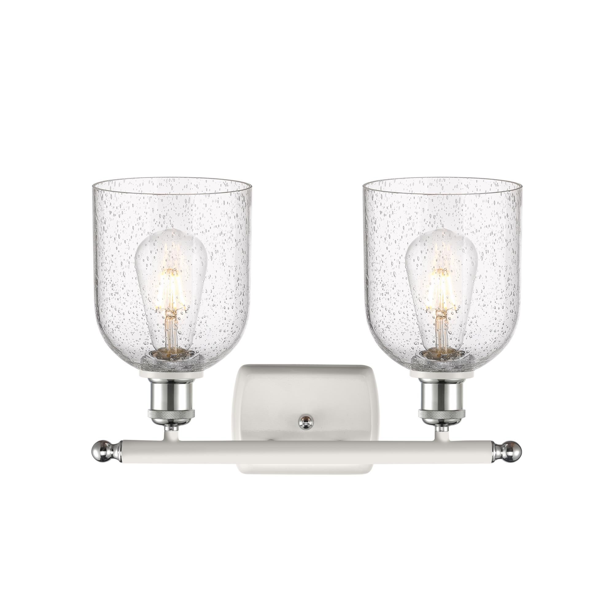 Shown in White Polished Chrome finish and Seedy glass