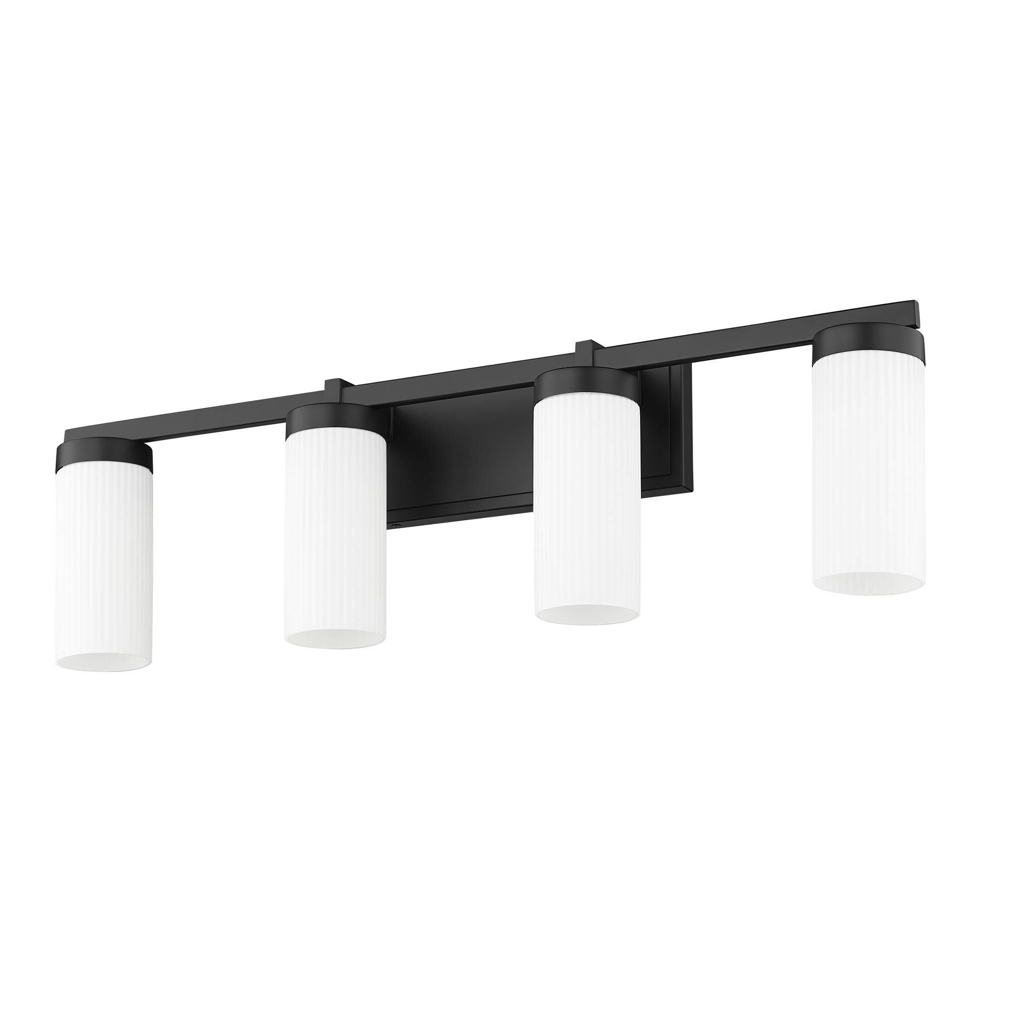 Shown in Matte Black finish and White glass and White shade