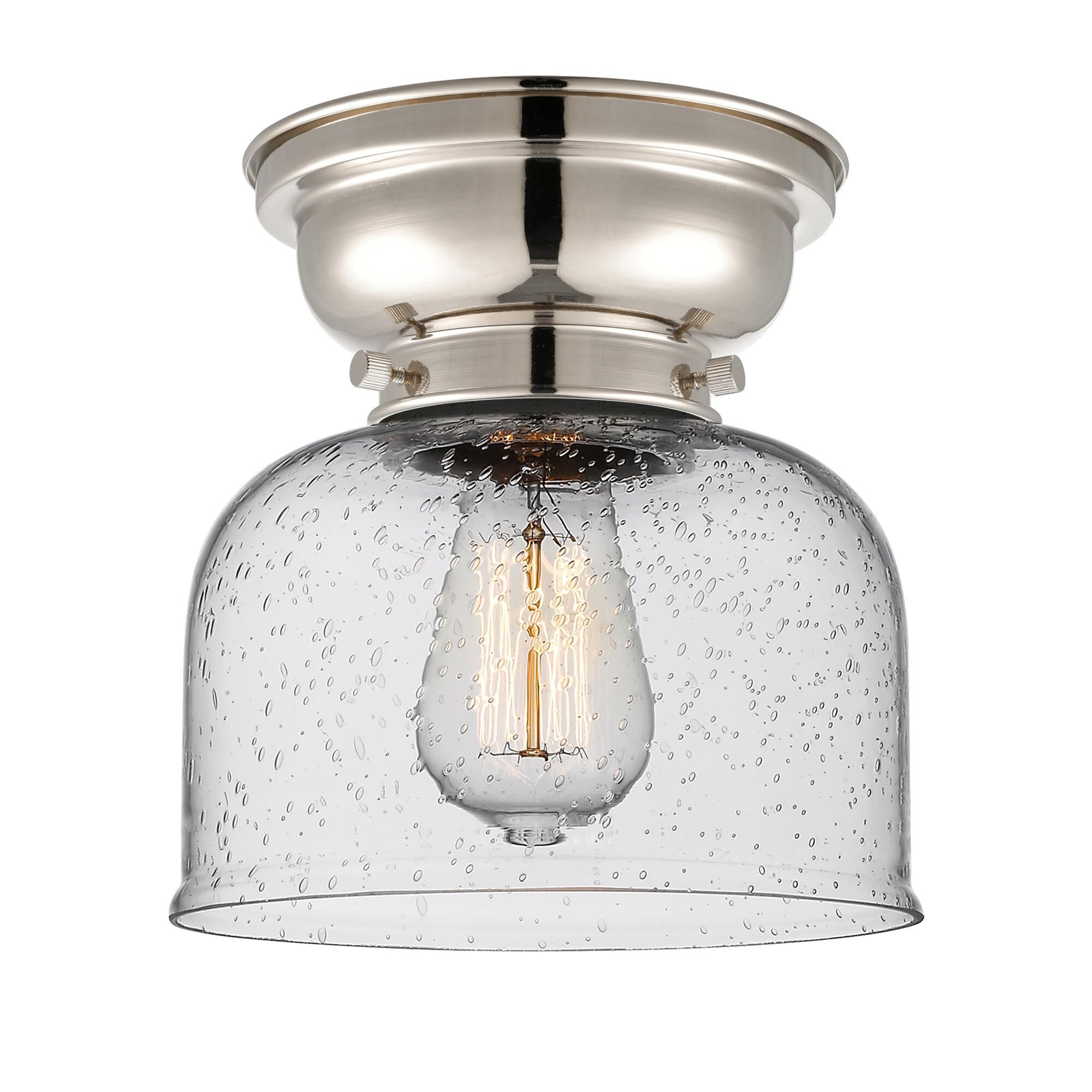 Shown in Polished Nickel finish and Seeded glass