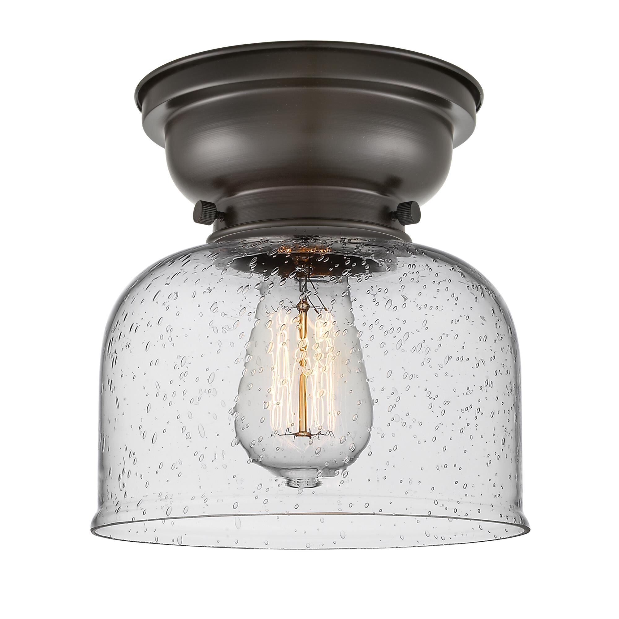 Shown in Oil Rubbed Bronze finish and Bell glass and Glass shade