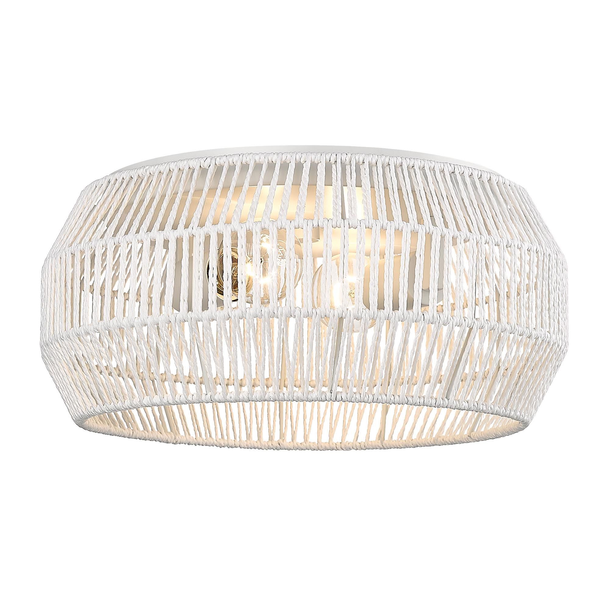 Shown in Matte White finish and Bleached White Raphia Rope shade