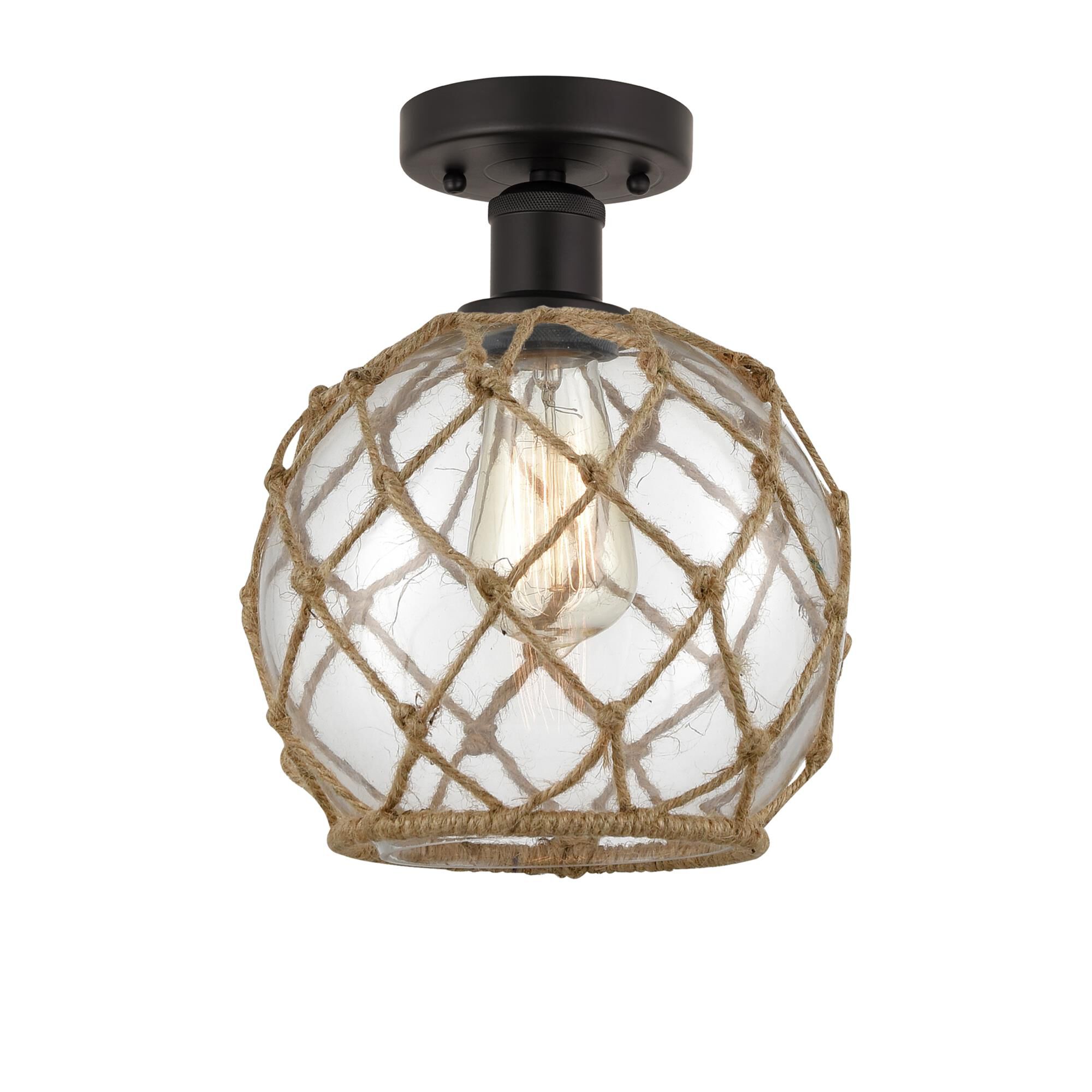 Bruno Marashlian Farmhouse Rope 8 Inch 1 Light Semi Flush Mount by Innovations Lighting