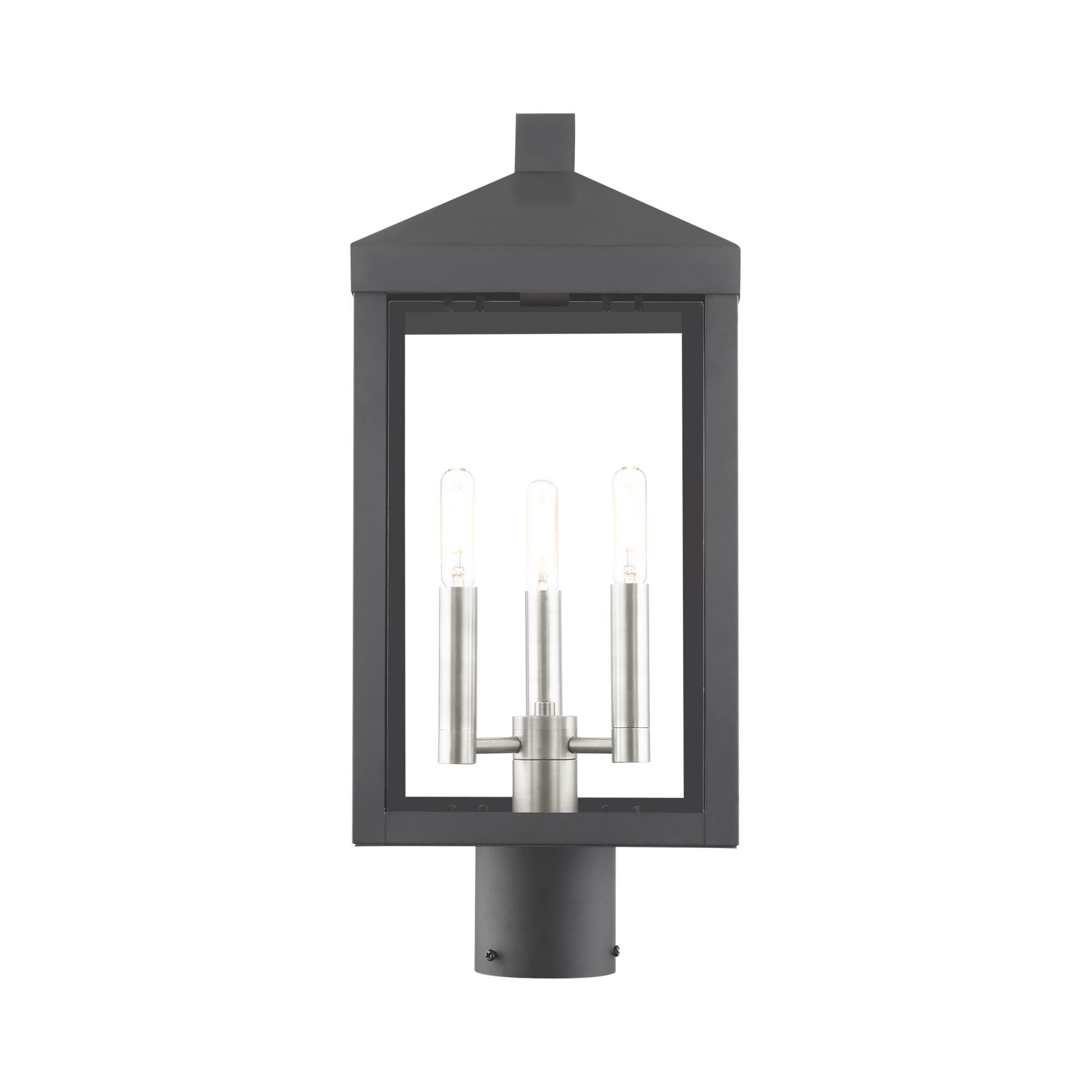 Shown in Black With Brushed Nickel Cluster finish and Clear glass and Clear Glass shade