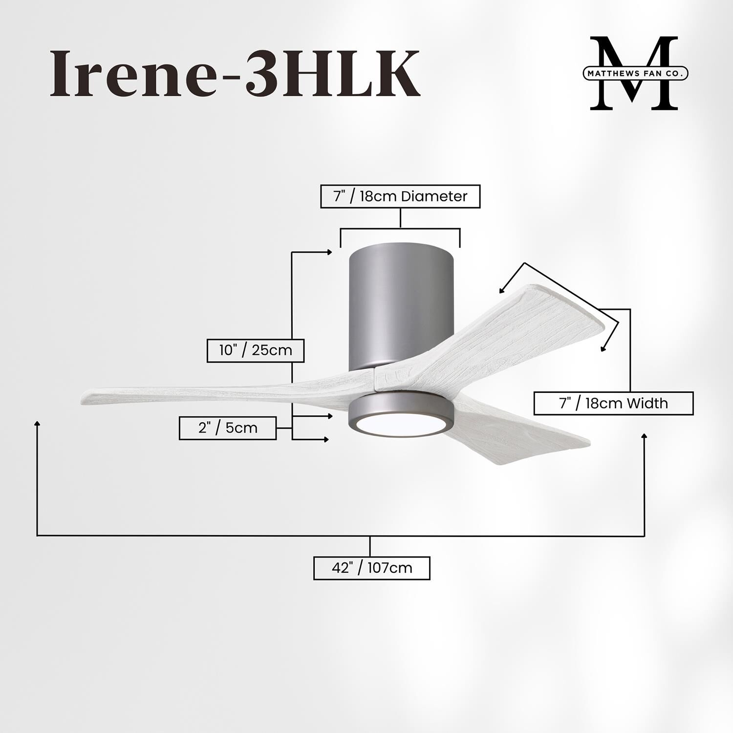 Irene 42 Inch Flush Mount Fan with Light Kit by Matthews Fan Company