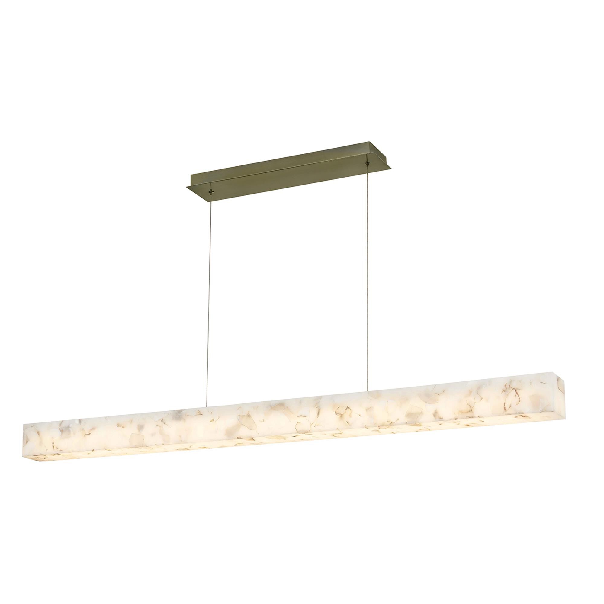 Shown in Brushed Brass finish and Alabaster Rocks shade