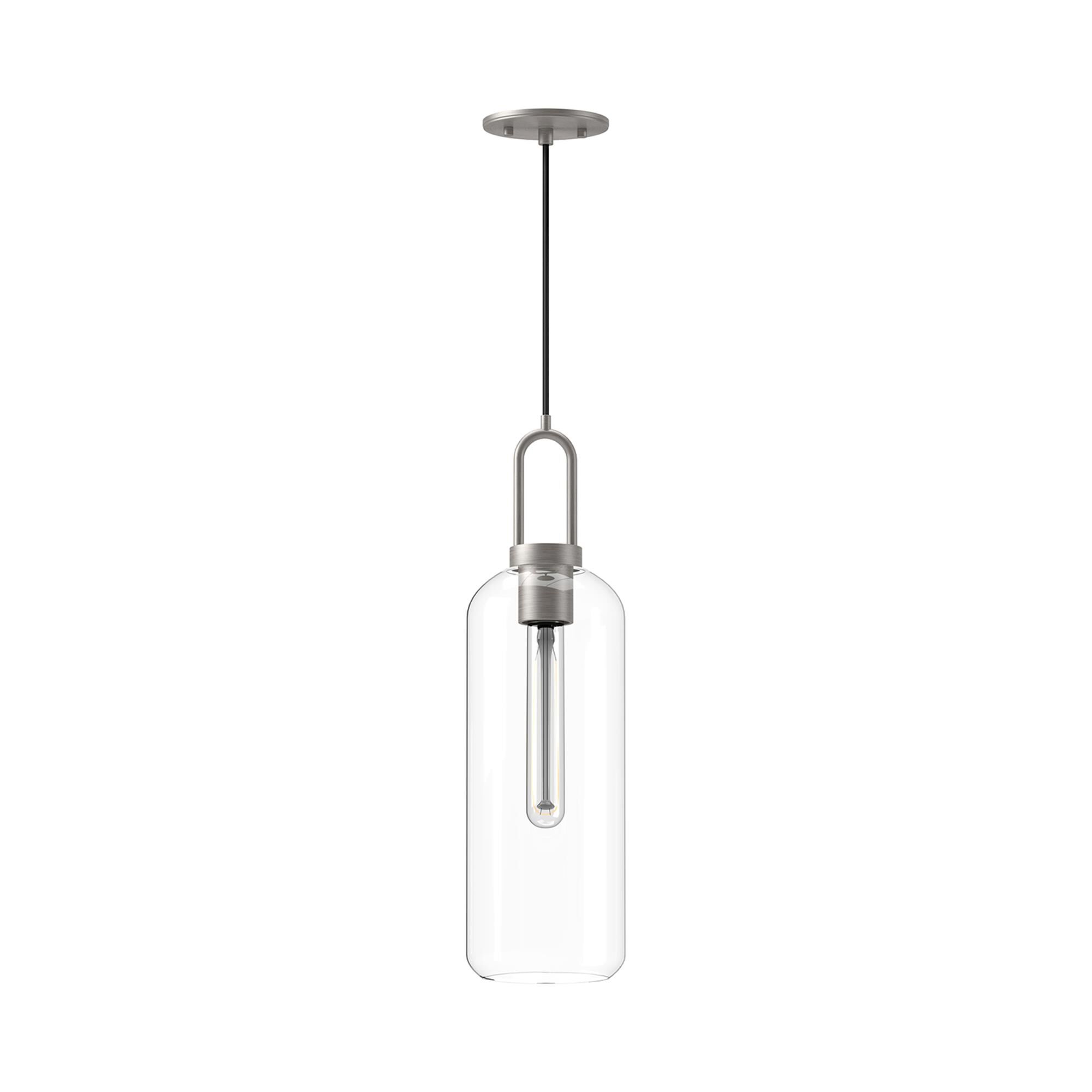 Shown in Brushed Nickel finish and Clear glass