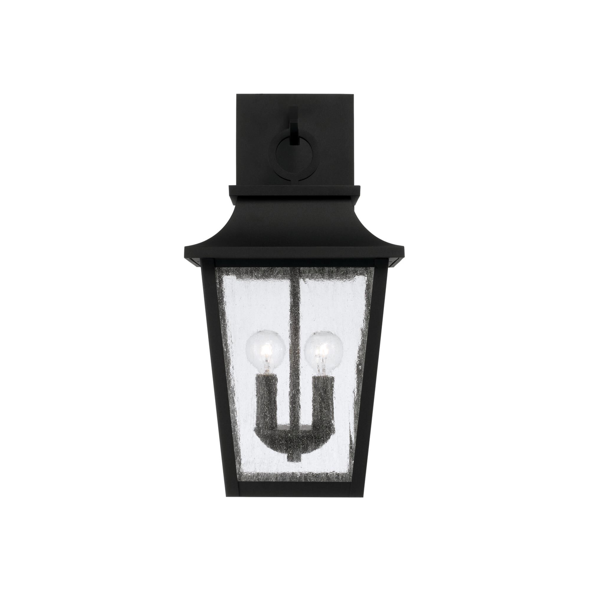 Shown in Black finish and Antiqued glass