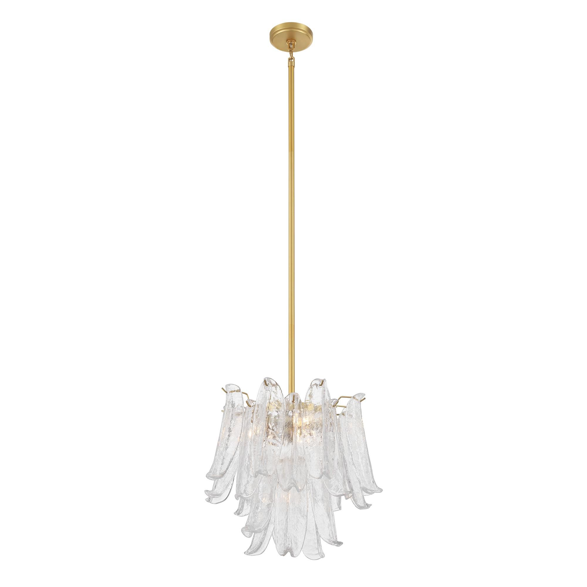 Shown in Legacy Brass finish and Clear Crackled glass
