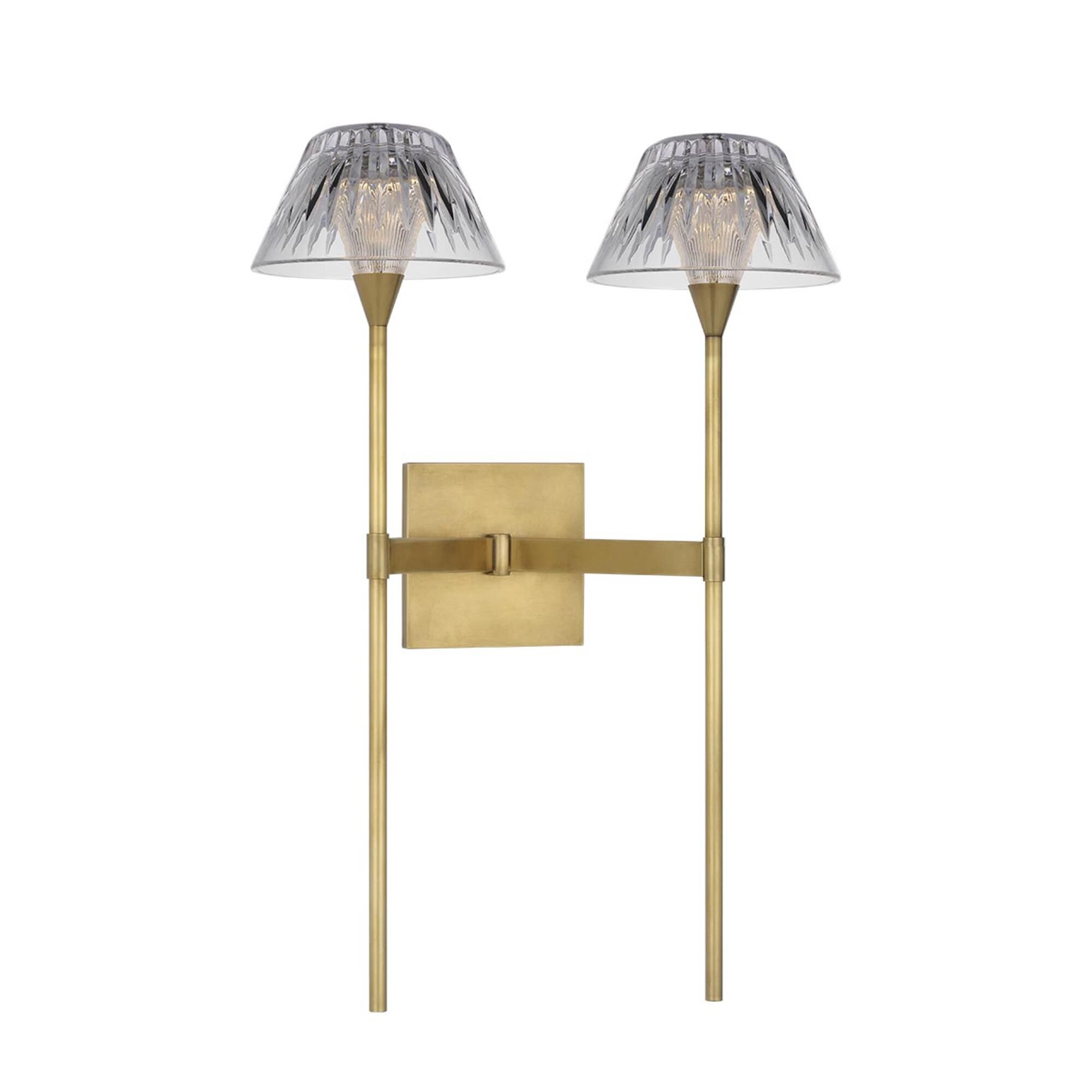 Shown in Natural Brass finish and Clear crystal