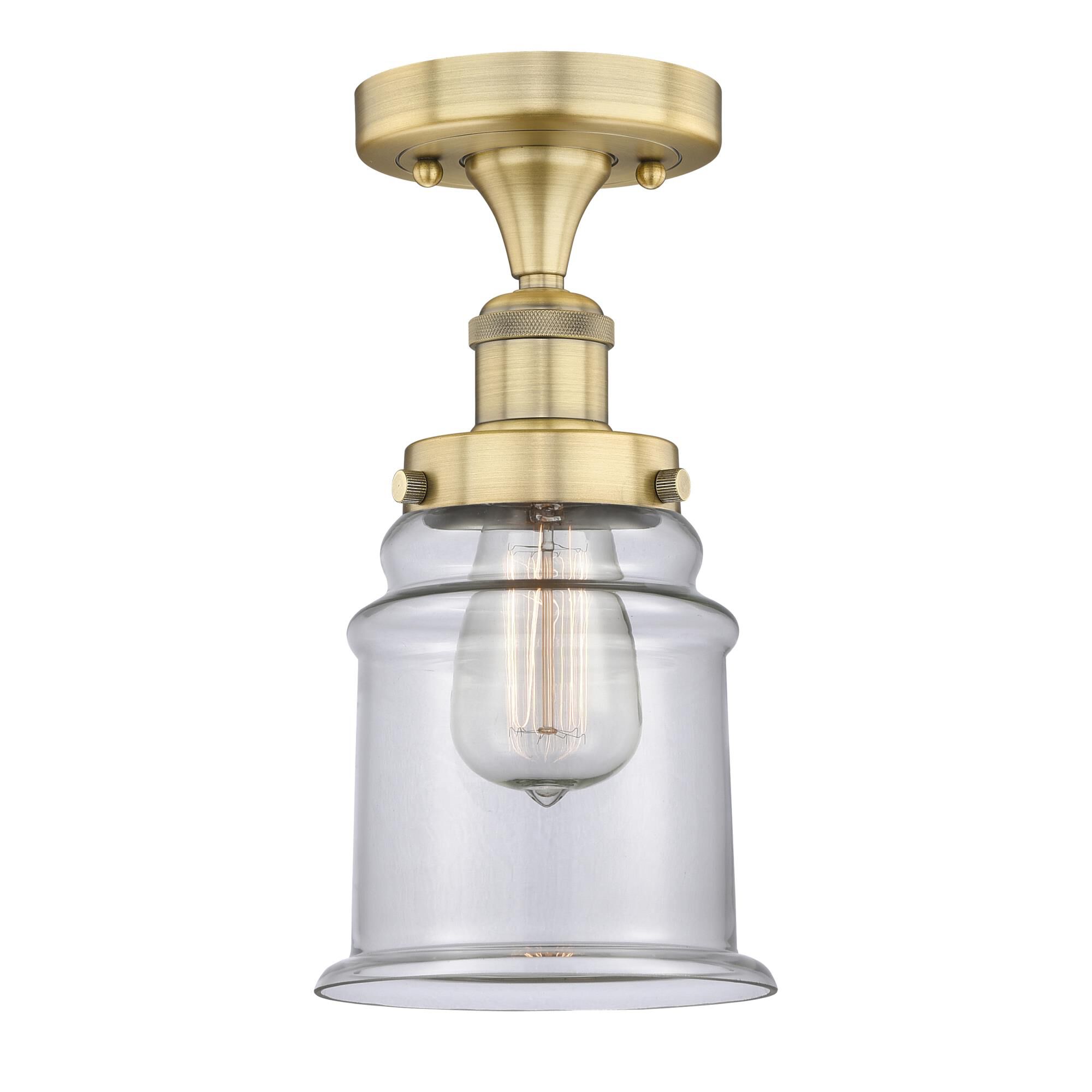 Shown in Brushed Brass finish and Clear glass