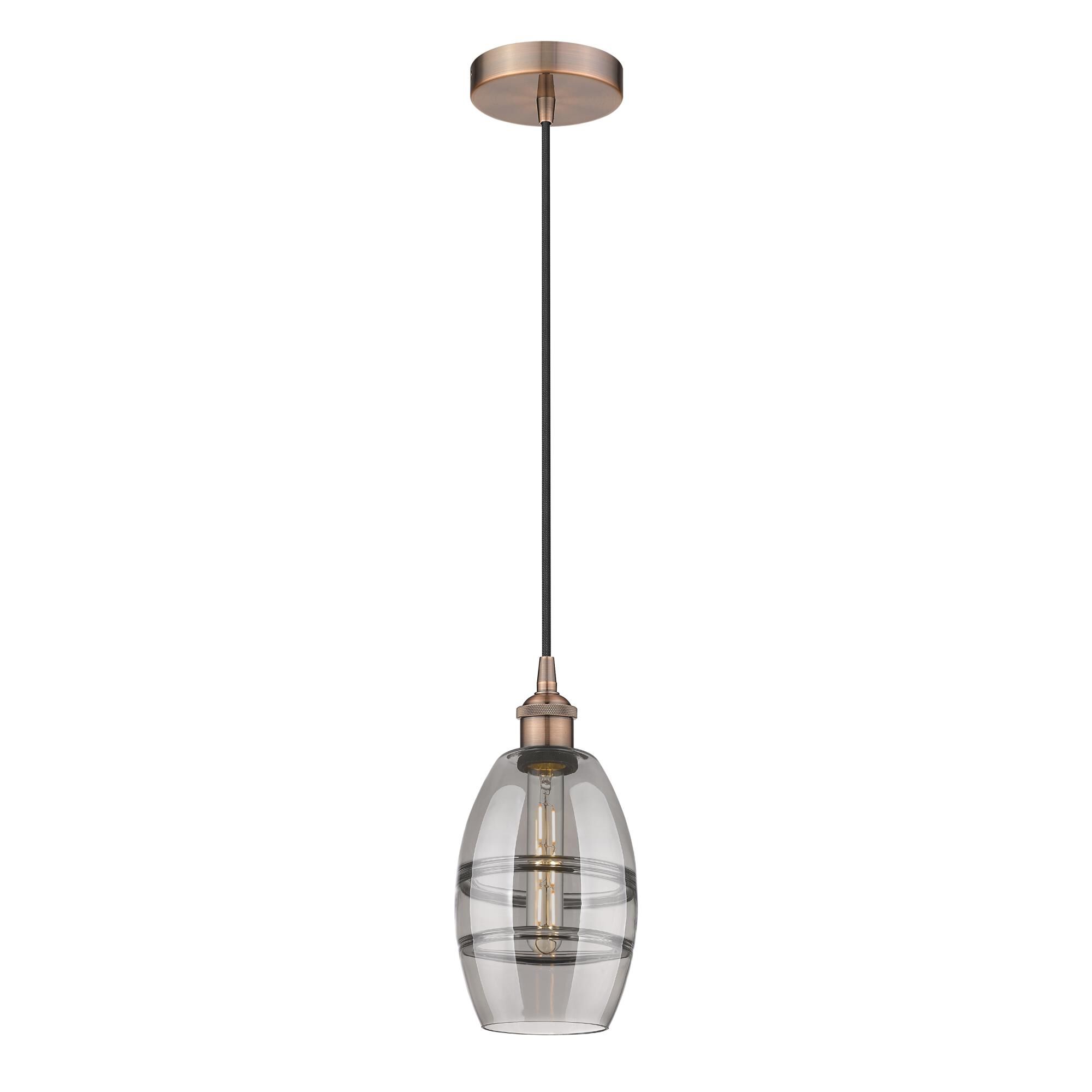 Shown in Antique Copper finish and Light Smoke glass
