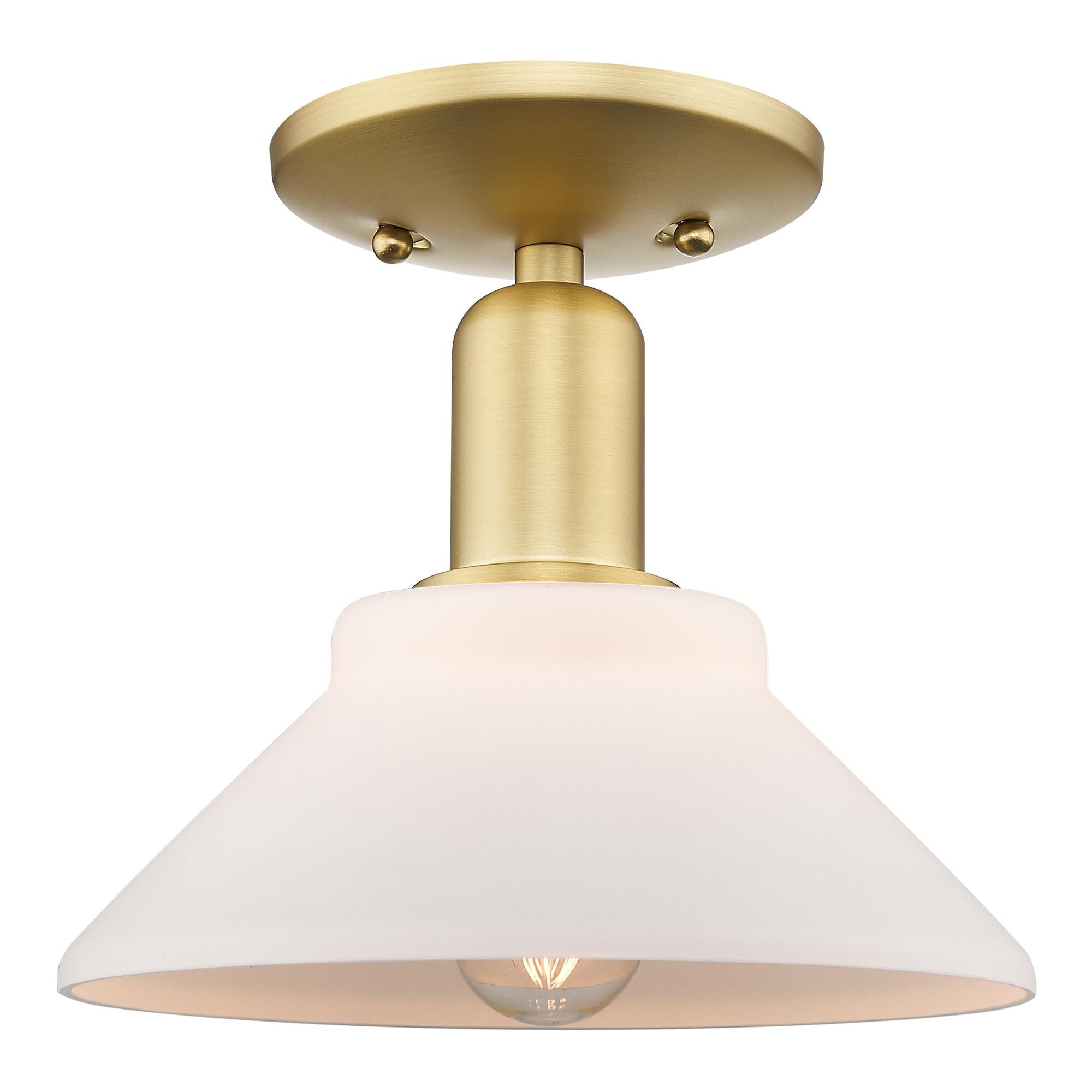 Shown in Satin Gold finish and Matte White glass