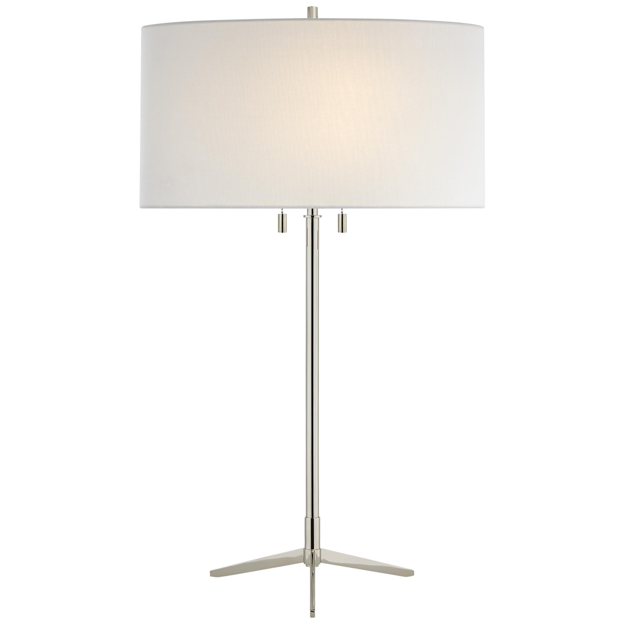 Shown in Polished Nickel finish and Linen shade