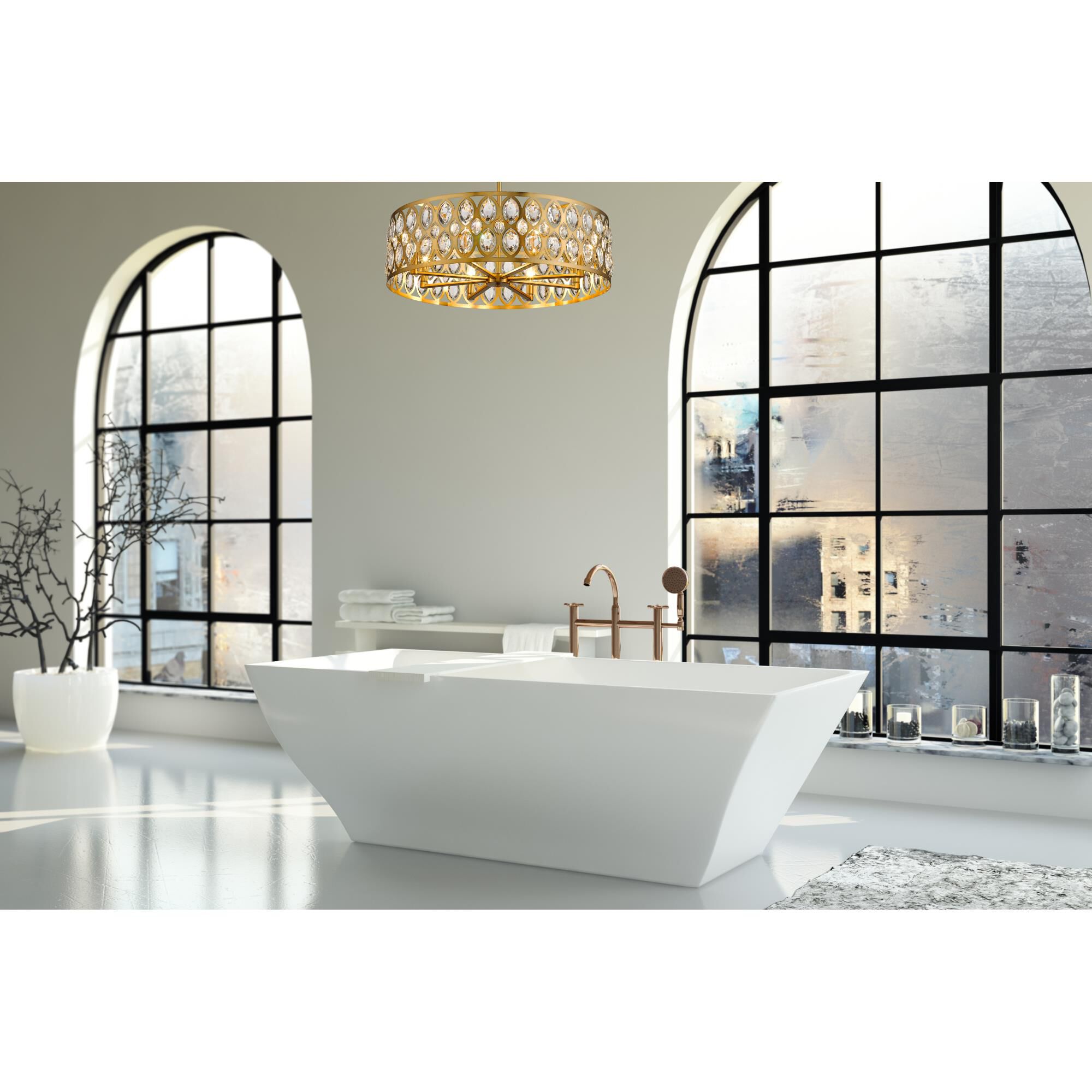 Shown in Heirloom Brass finish and Steel + K9 Crystal glass and Steel + K9 Crystal shade