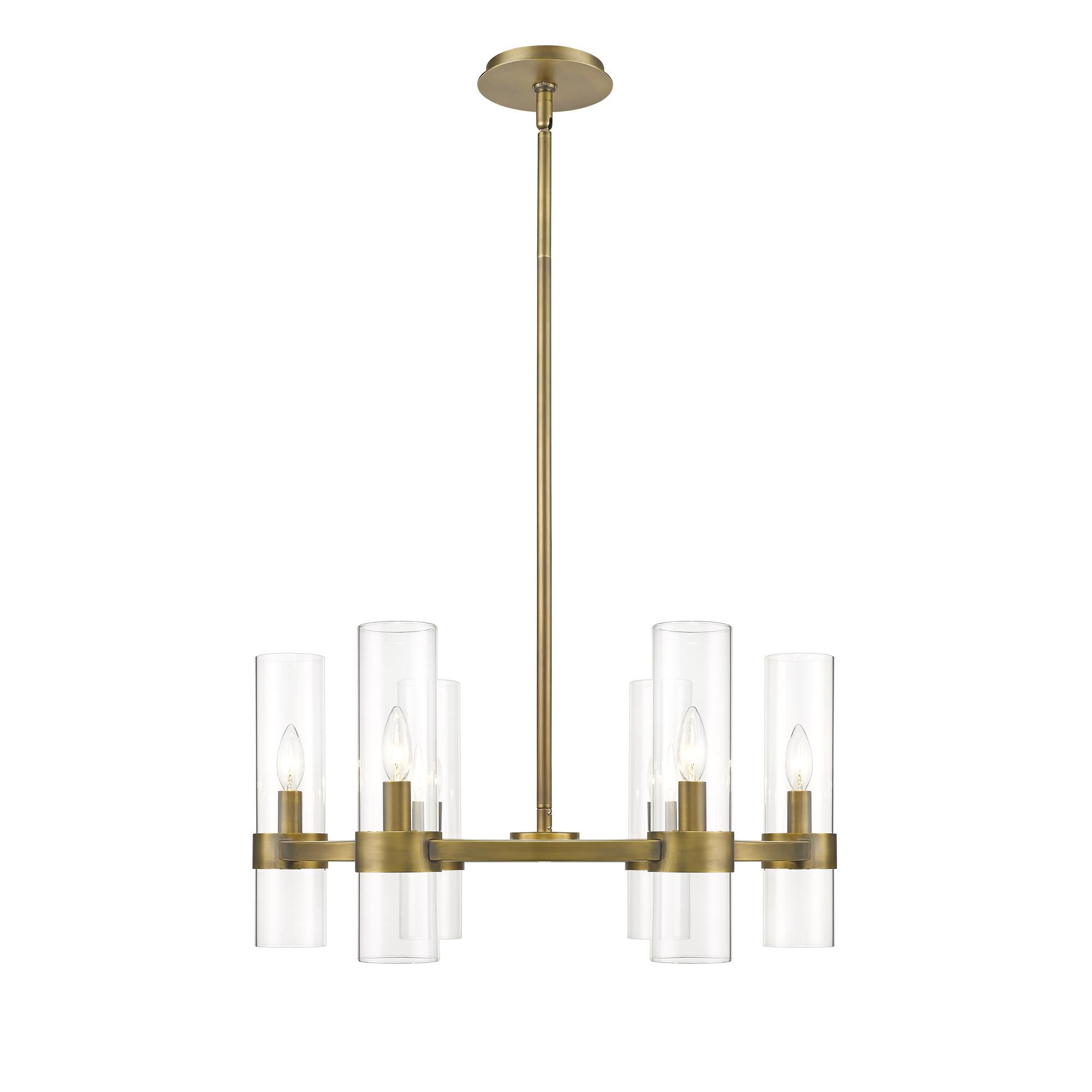 Shown in Rubbed Brass finish and Glass shade