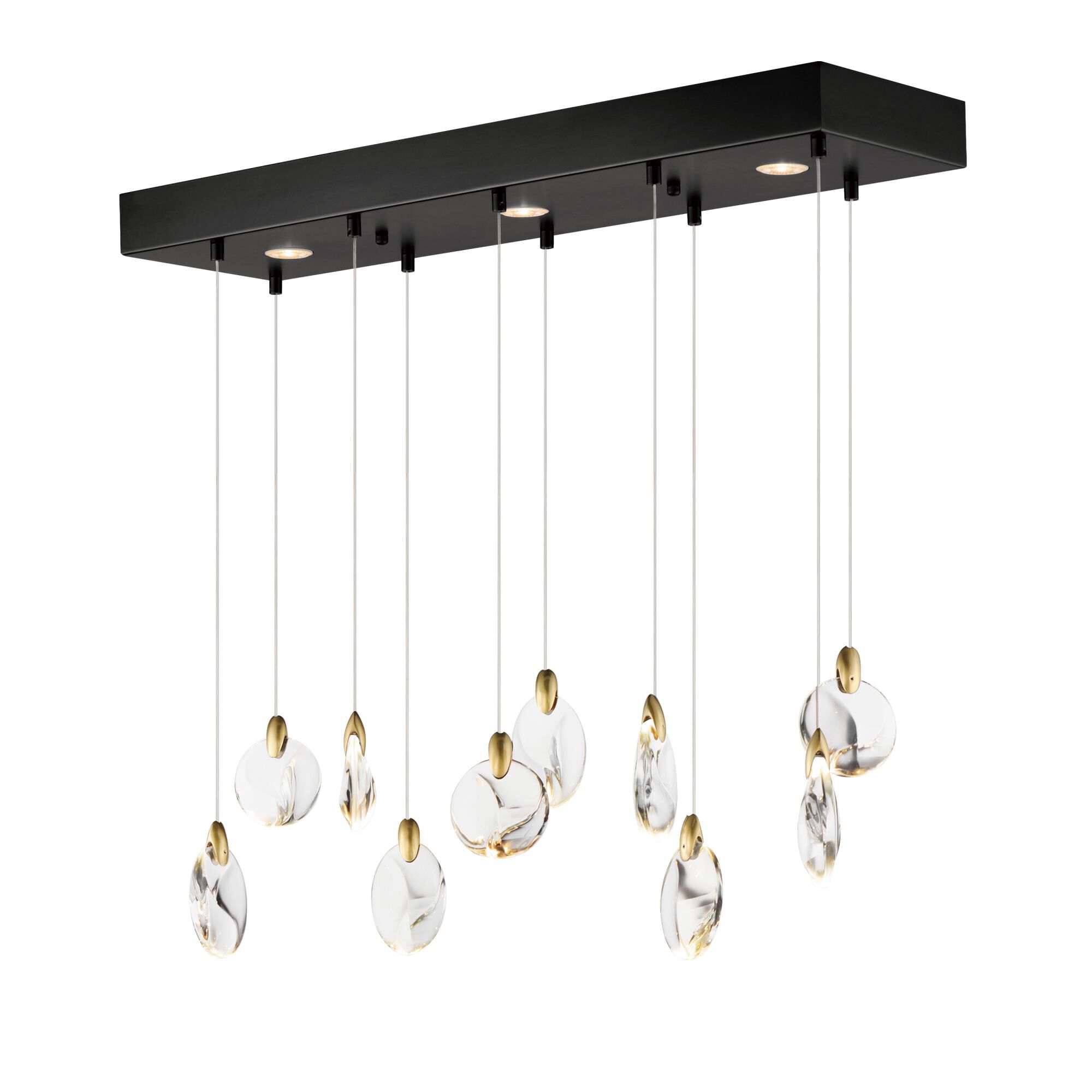 Shown in Black and Polished Gold finish and Clear Crystal glass
