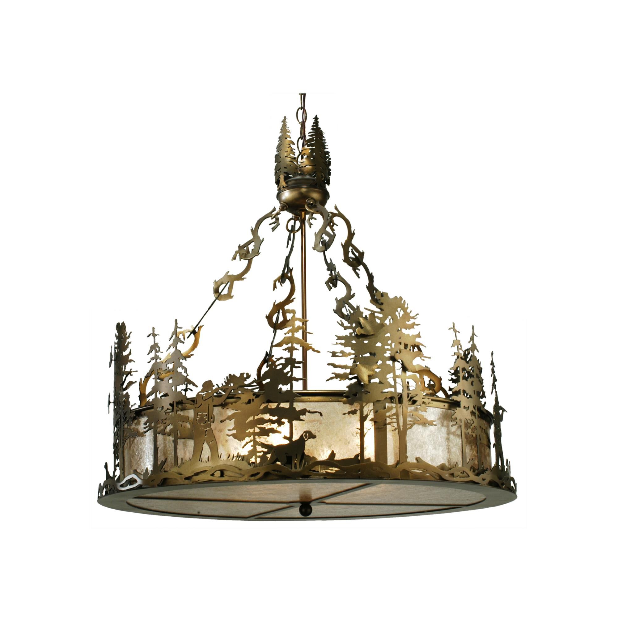 Quail Hunter With Dog 30 Inch Large Pendant by Meyda Lighting