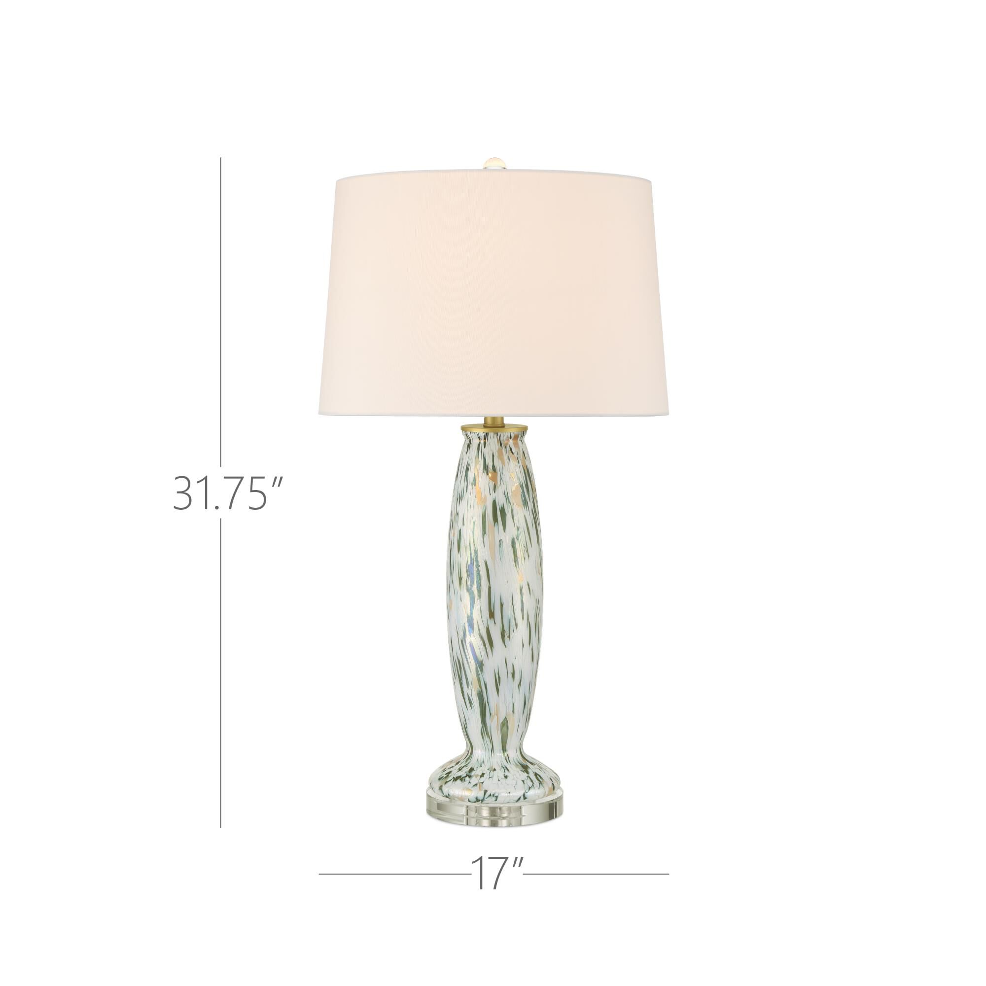 Shown in Green, Pale Pink and Clear finish and Off-White Polyester/Hardback/Rolled Edge shade