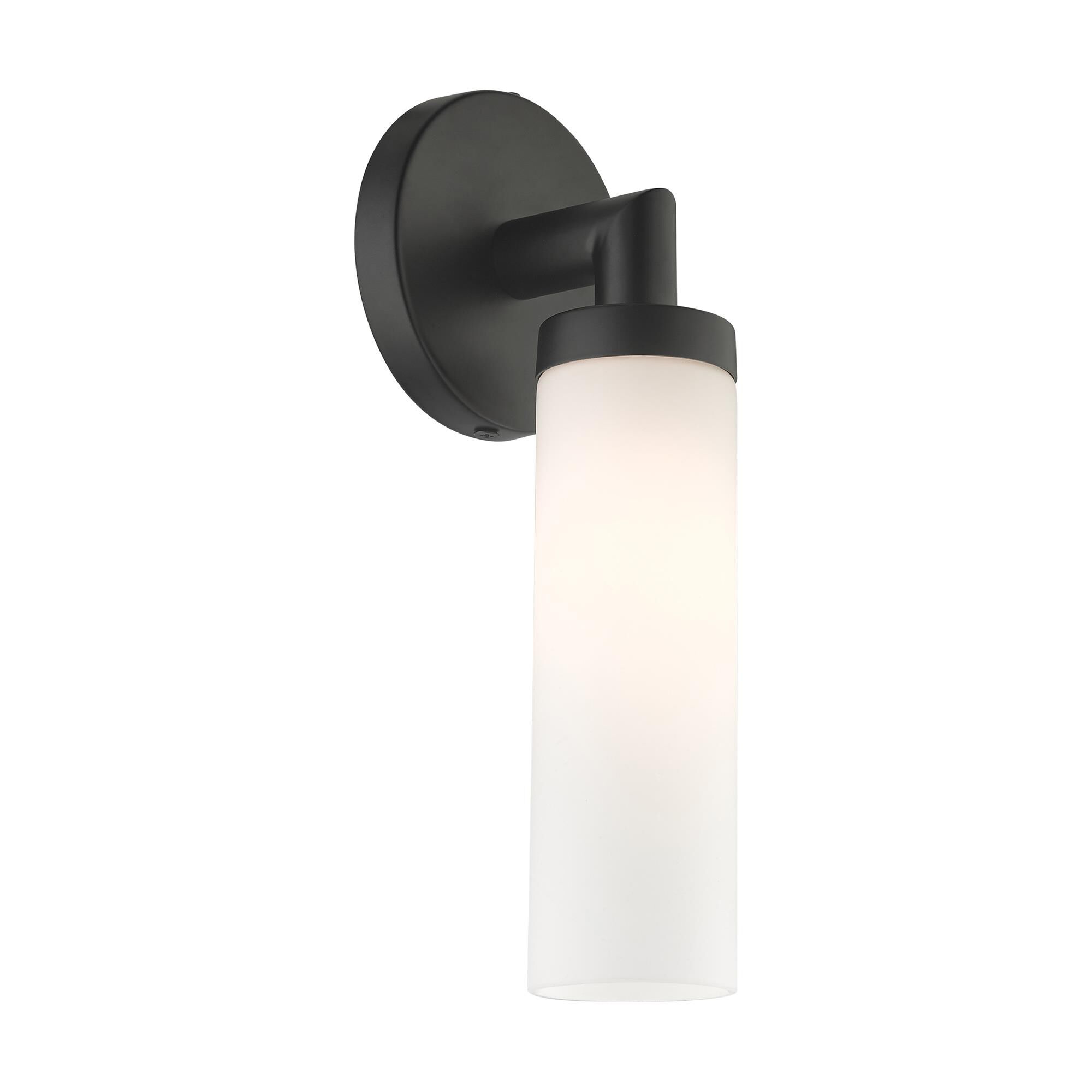 Shown in Black finish and Hand Blown Satin Opal White glass and Hand Blown Satin Opal White Glass shade