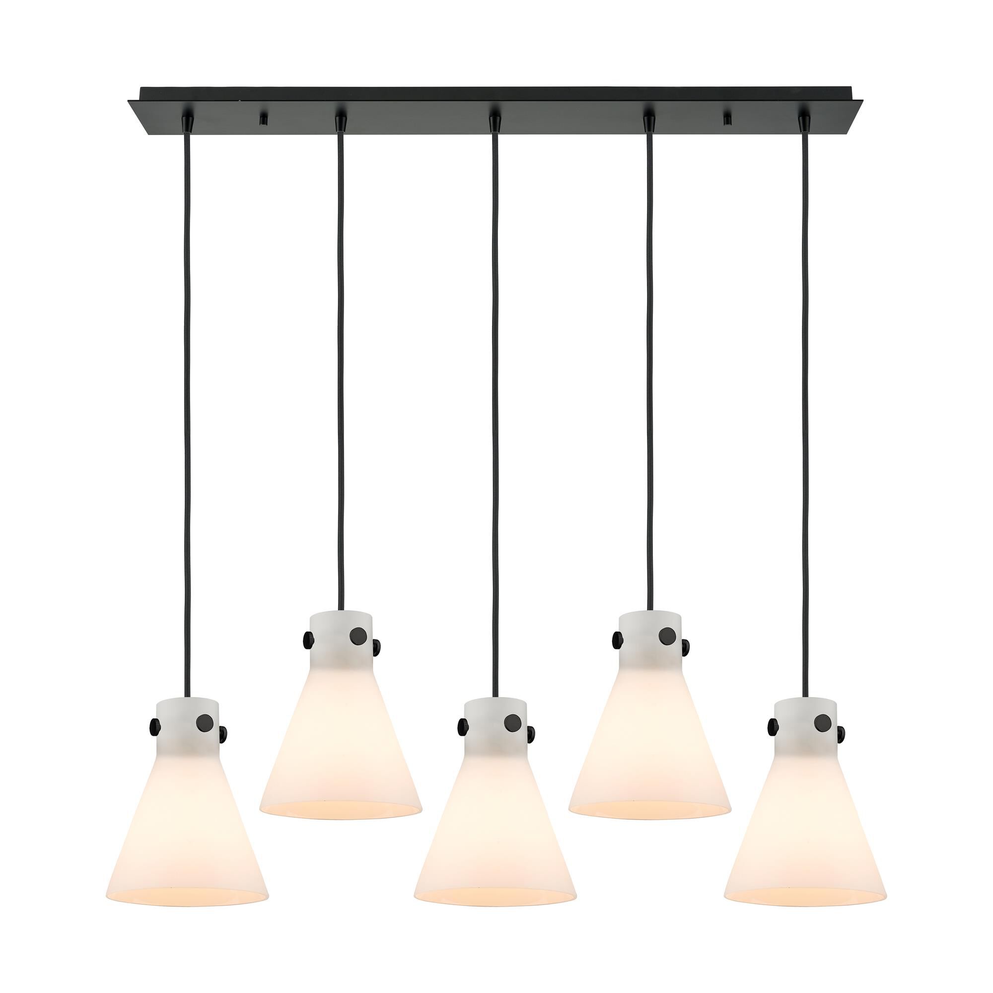 Shown in Matte Black finish and White glass and White Glass shade