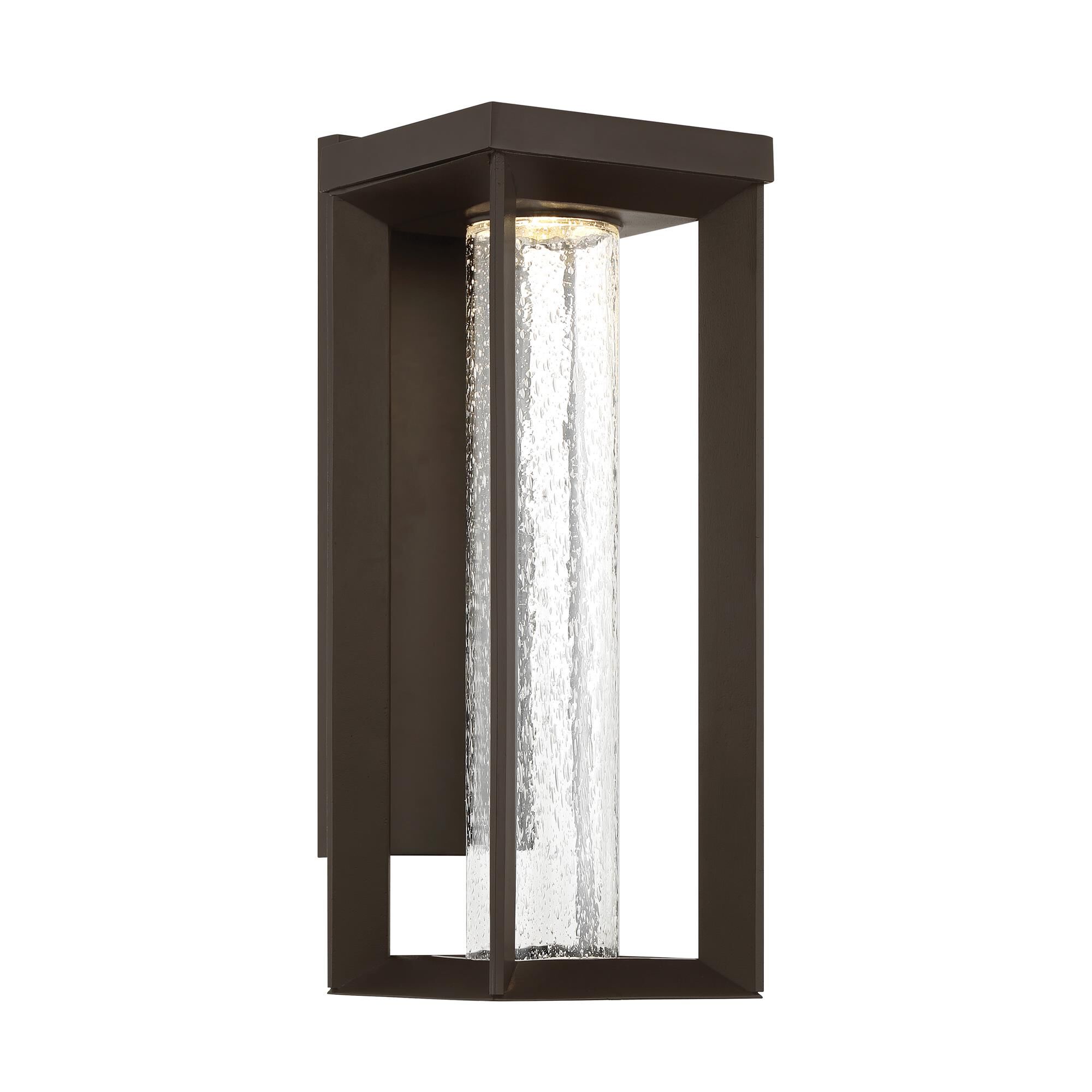 Shown in Oil Rubbed Bronze finish and Clear Optic Ribbed glass