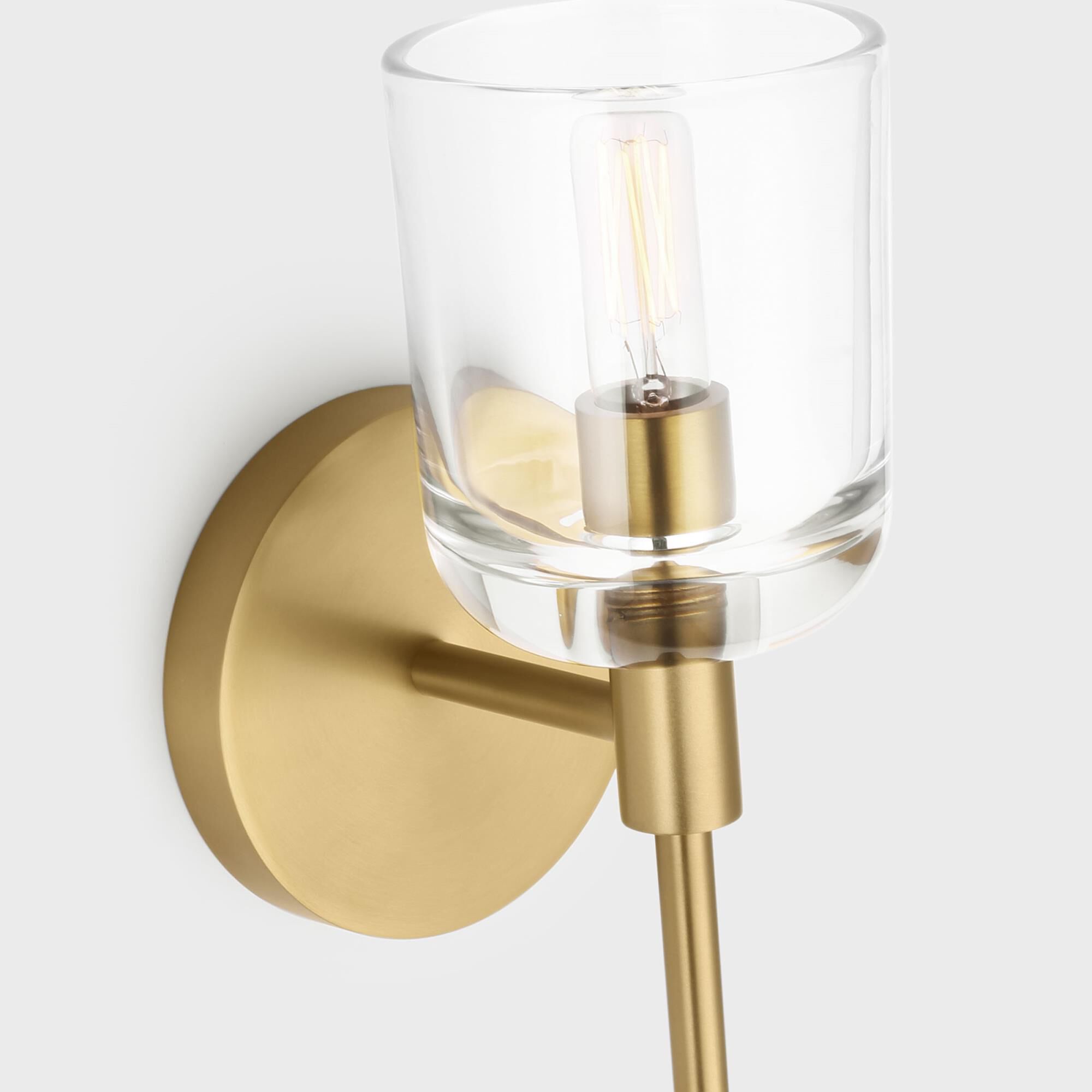 Shown in Burnished Brass finish and Clear glass