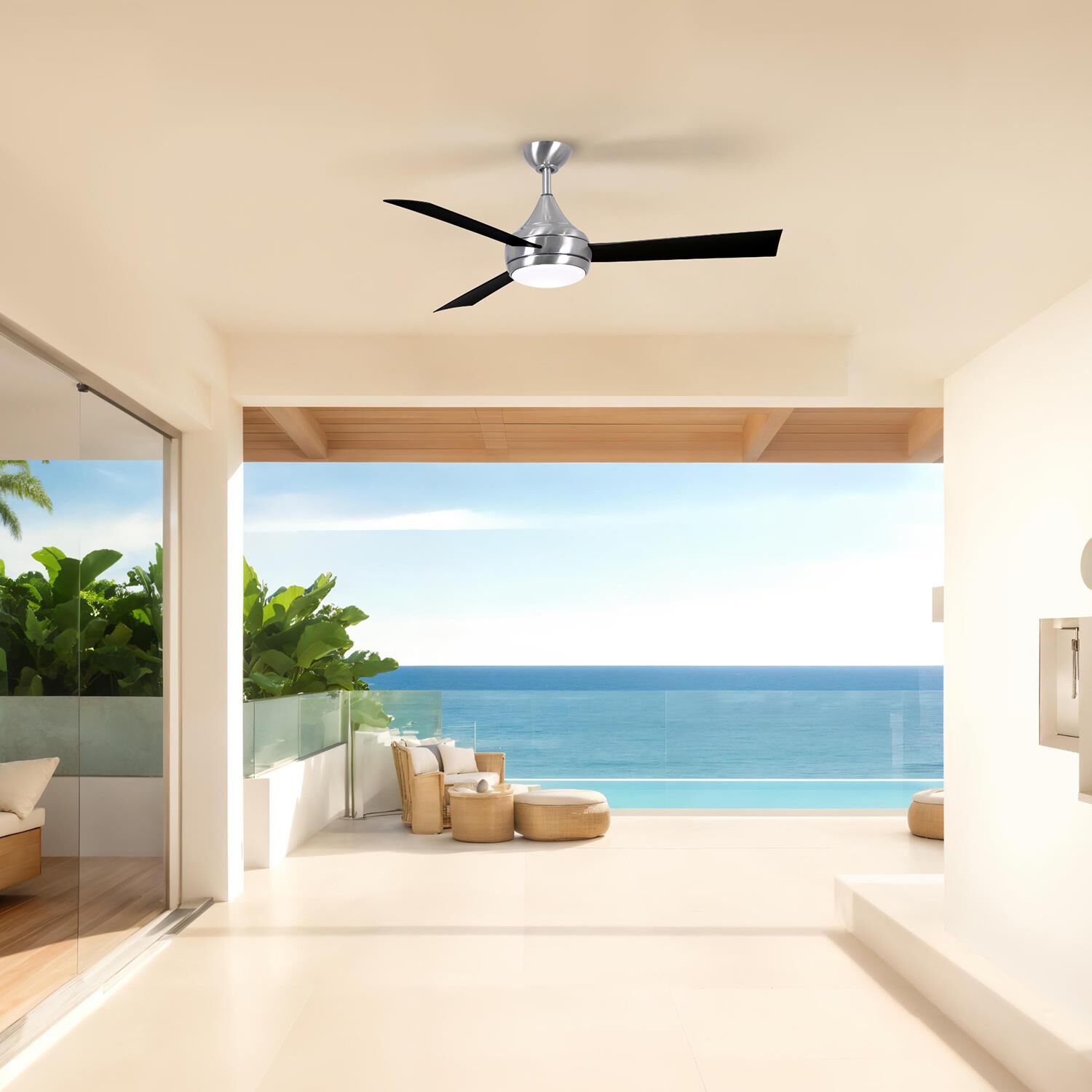 Donaire Outdoor Coastal Wet Rated 52 Inch Ceiling Fan with Light Kit by Matthews Fan Company