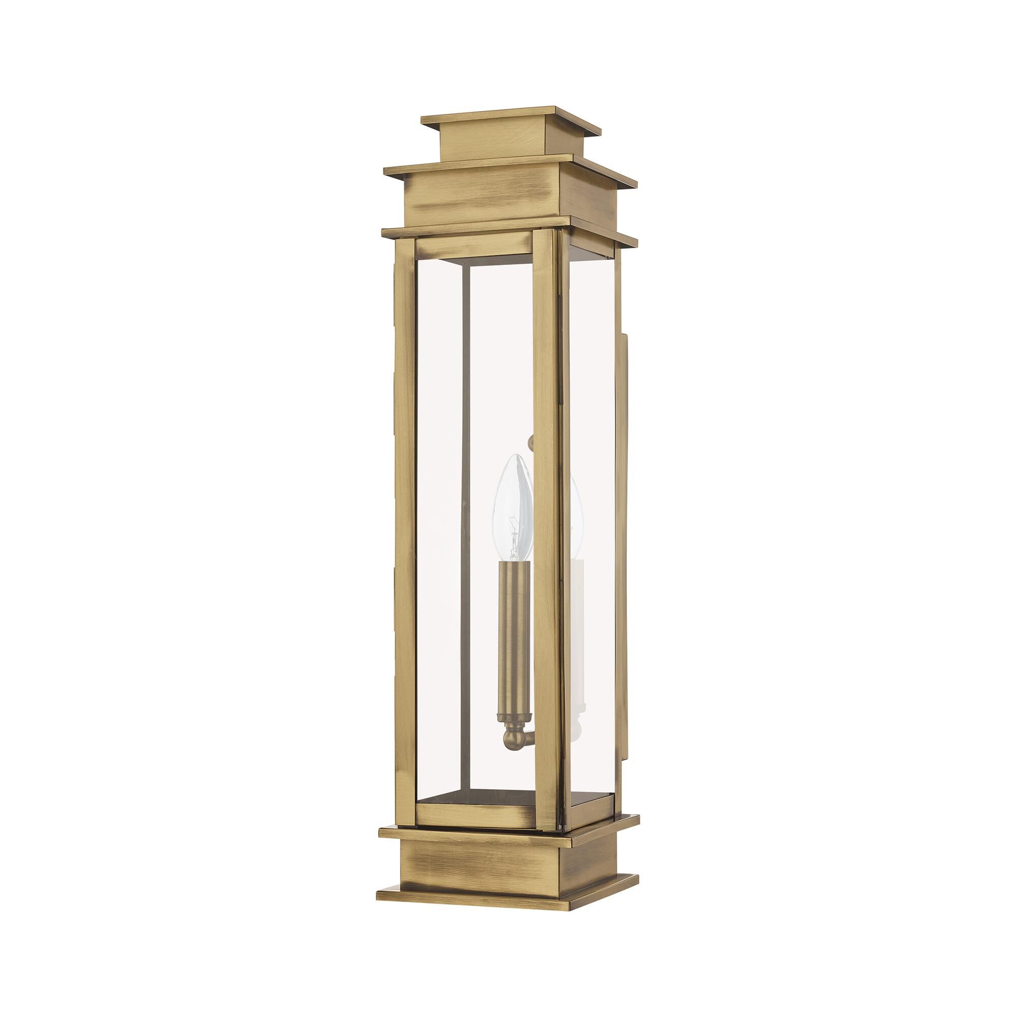 Shown in Antique Brass finish and Clear glass